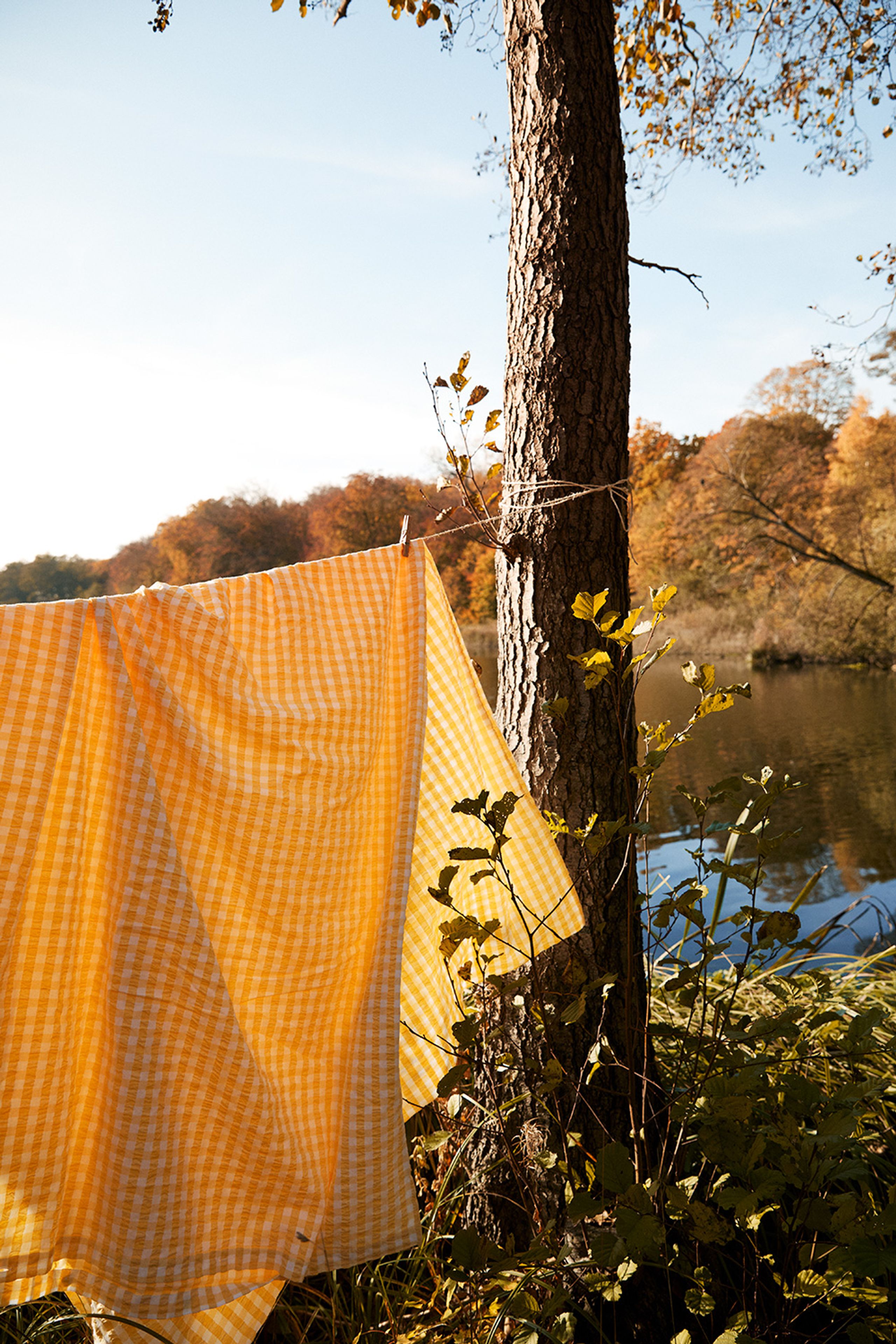 JUNA - Bed linen - Bæk&Bølge Linens - Yellow/White - Double
