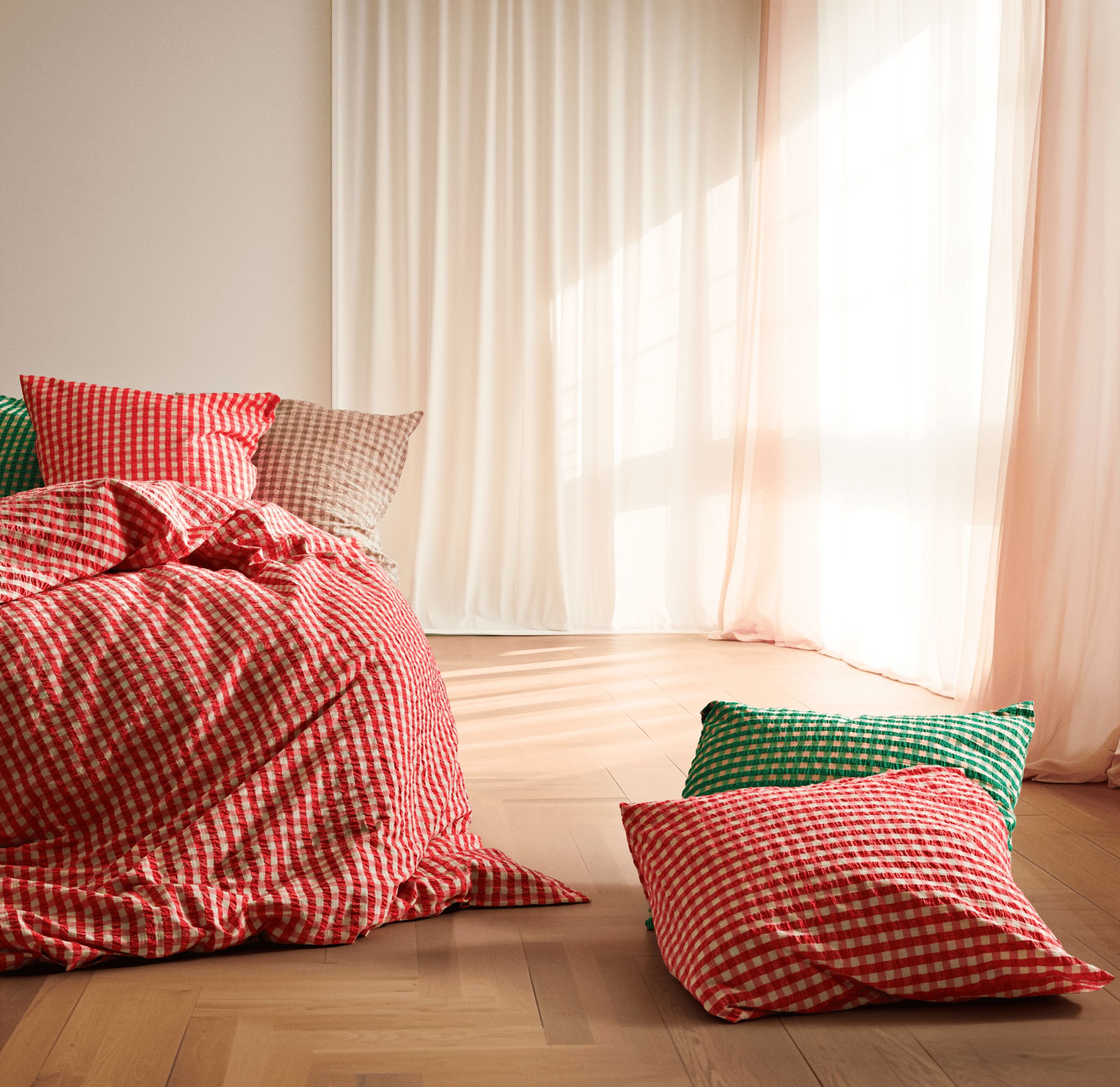 JUNA - Bed linen - Bæk&Bølge Linens - Red/Yellow - Single