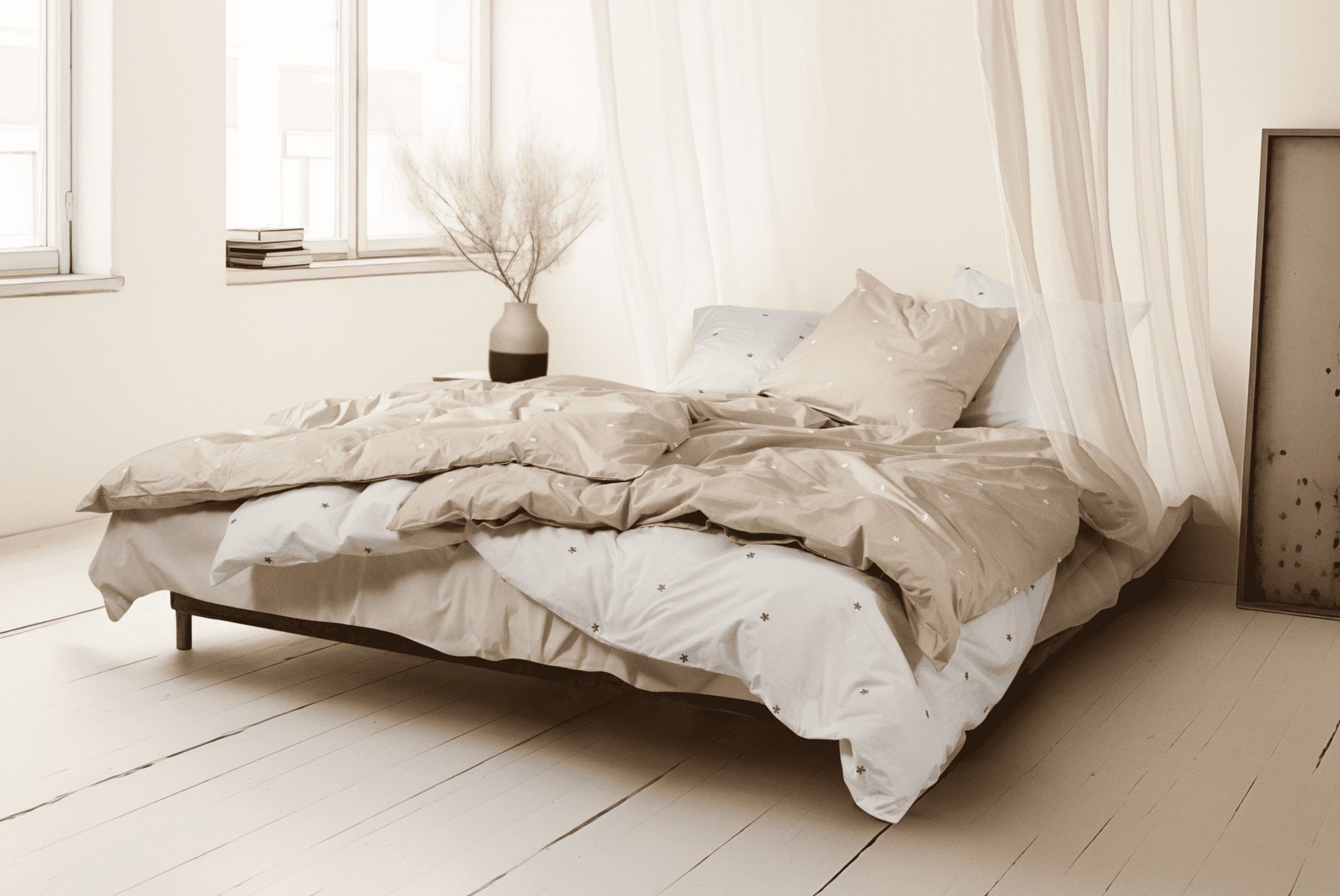 JUNA - Bed linen - Daisy Bed Linen - Sand/White