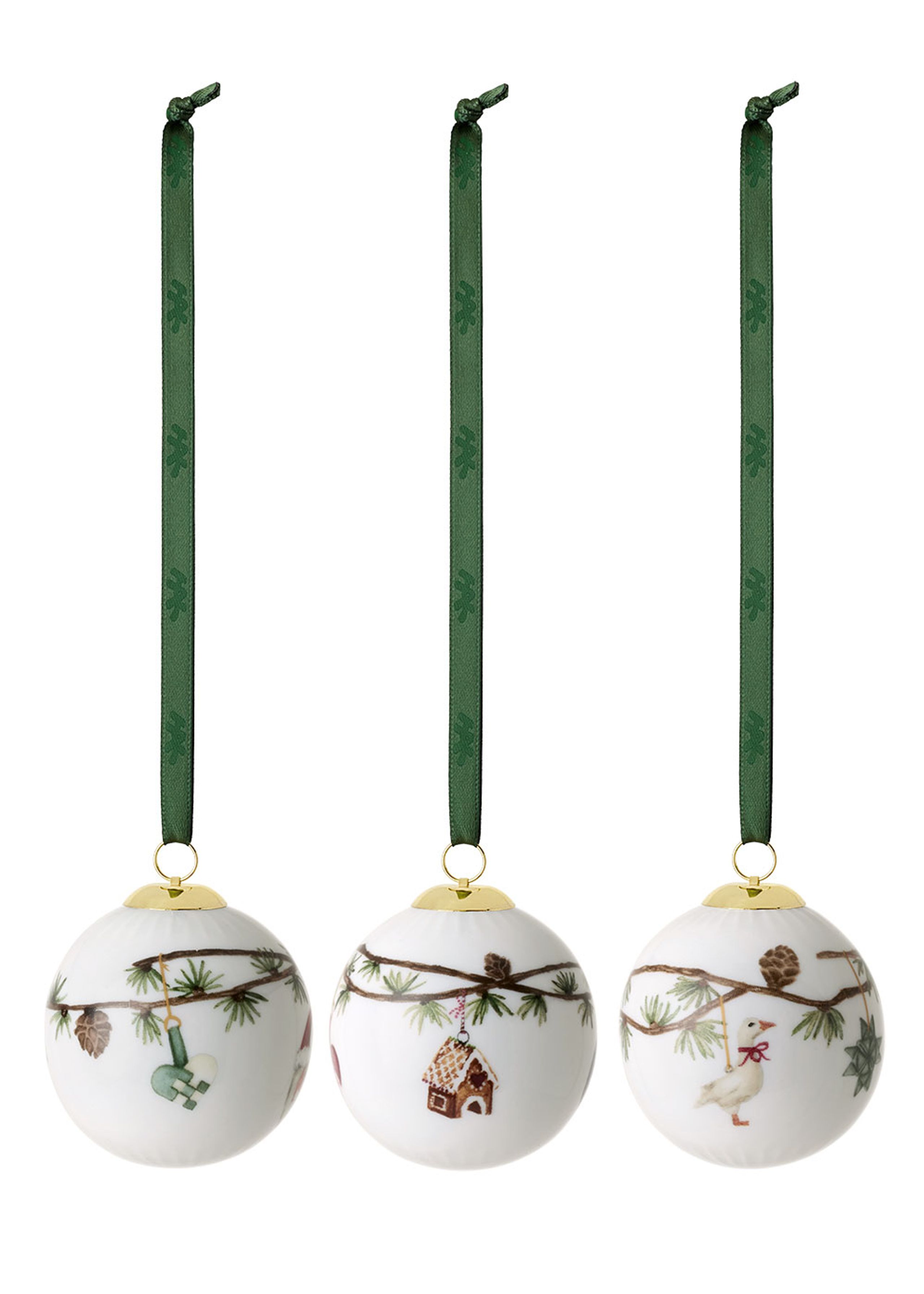 Kähler - Baile de Natal - Hammershøi Christmas Bauble - 3 pcs. - White w. Deco
