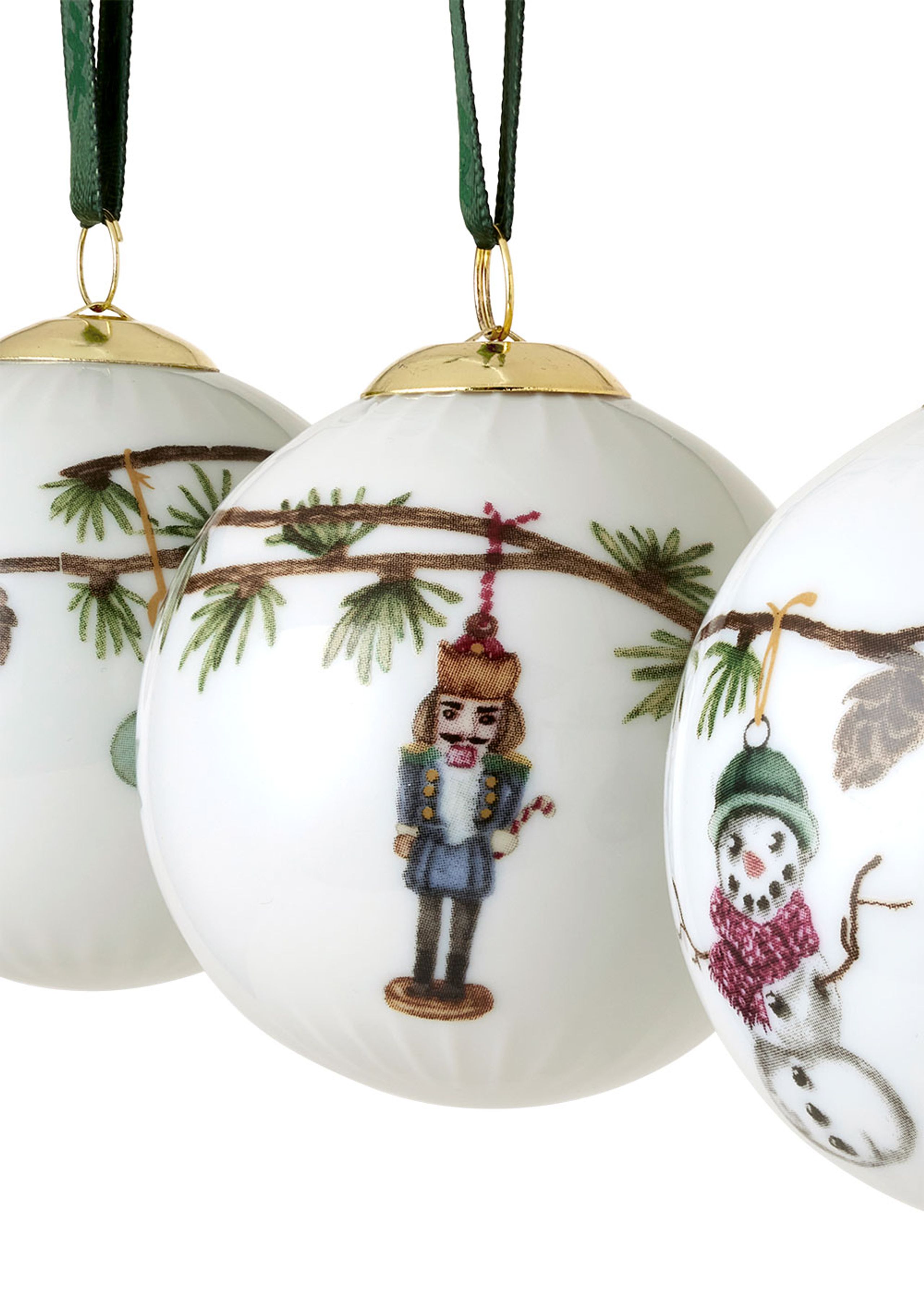 Kähler - Baile de Natal - Hammershøi Christmas Bauble - 3 pcs. - White w. Deco