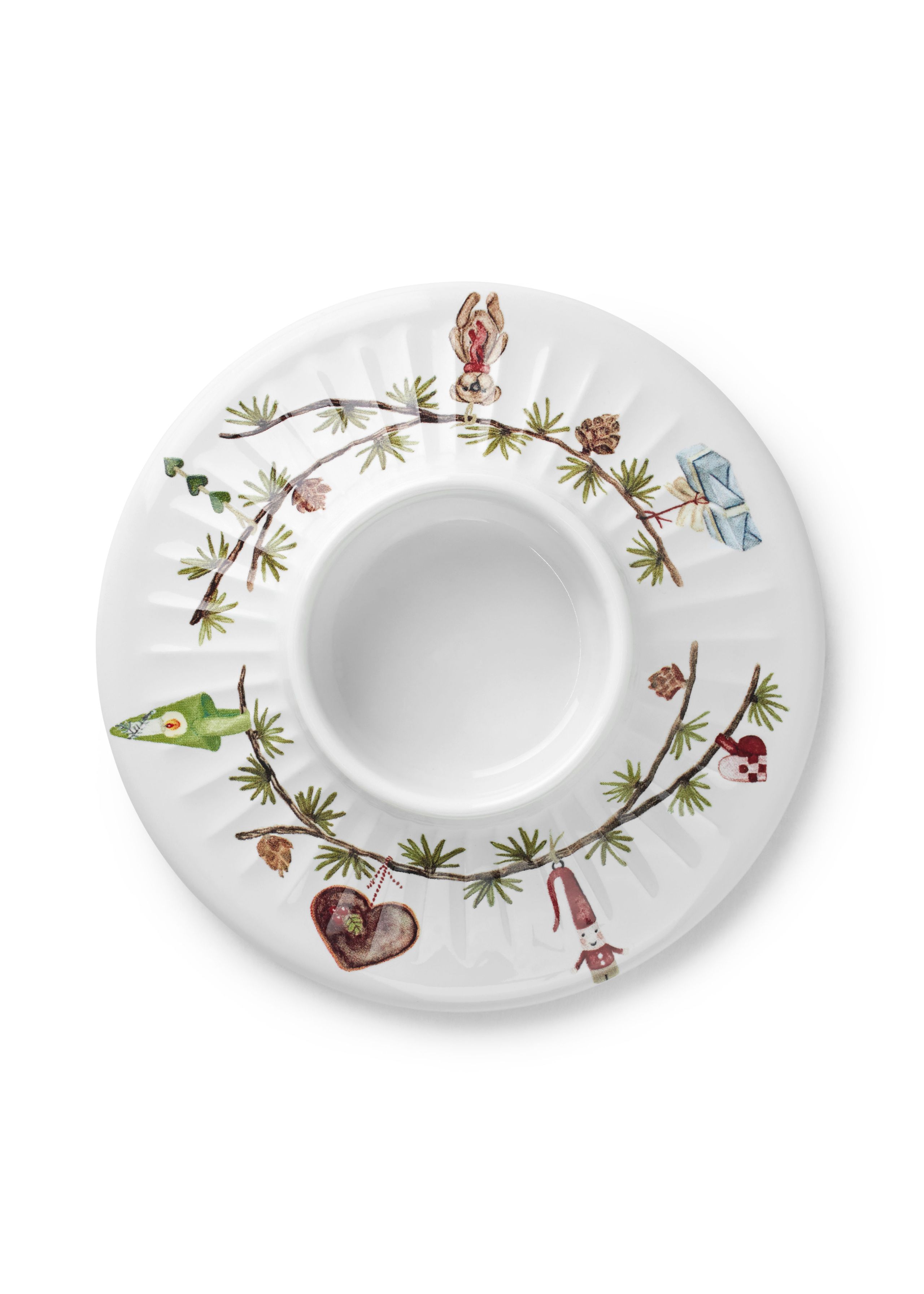 Kähler - Ljusstake - Hammershøi Christmas Bloklysestage - Hvid m. deko