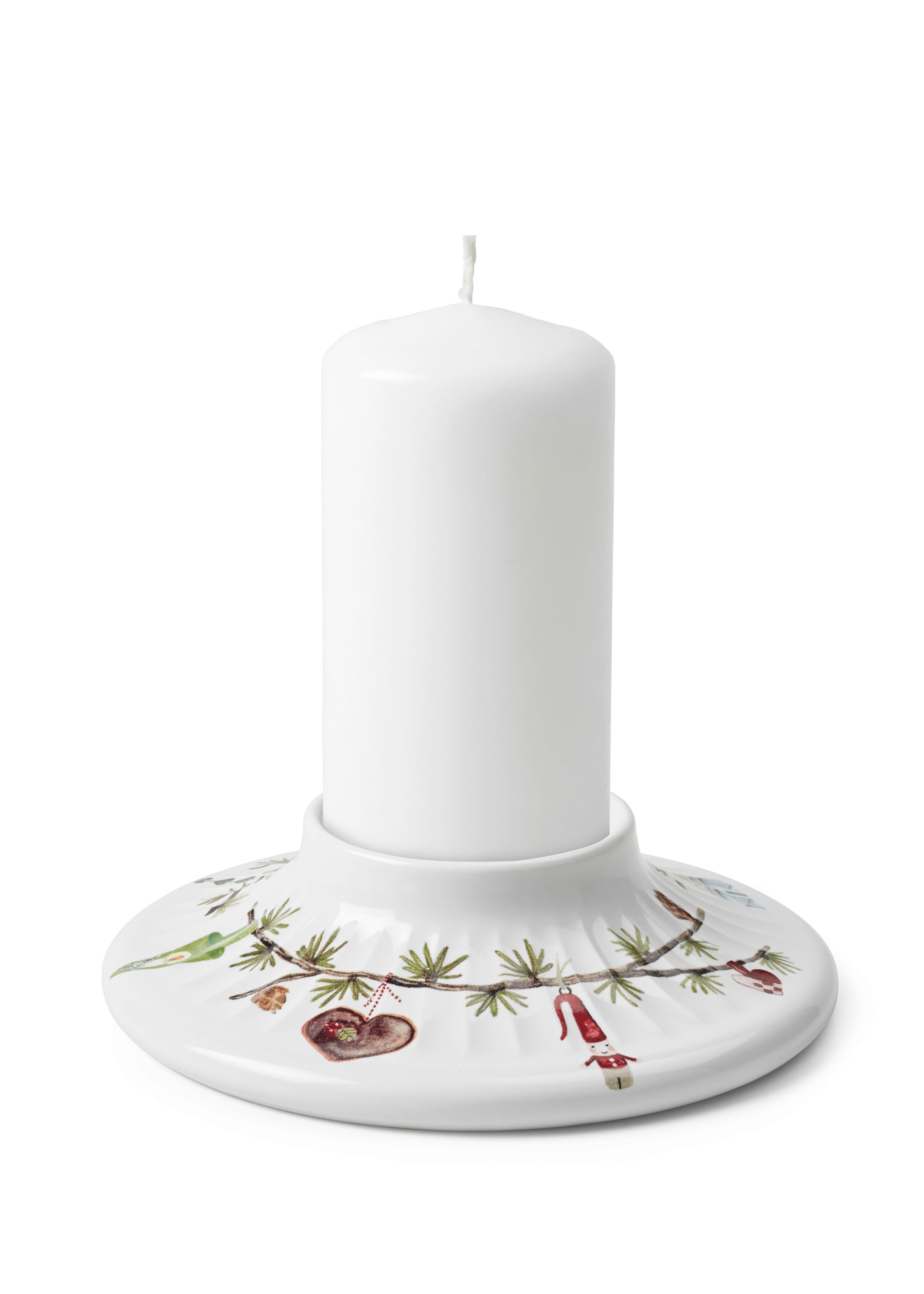 Kähler - Ljusstake - Hammershøi Christmas Bloklysestage - Hvid m. deko