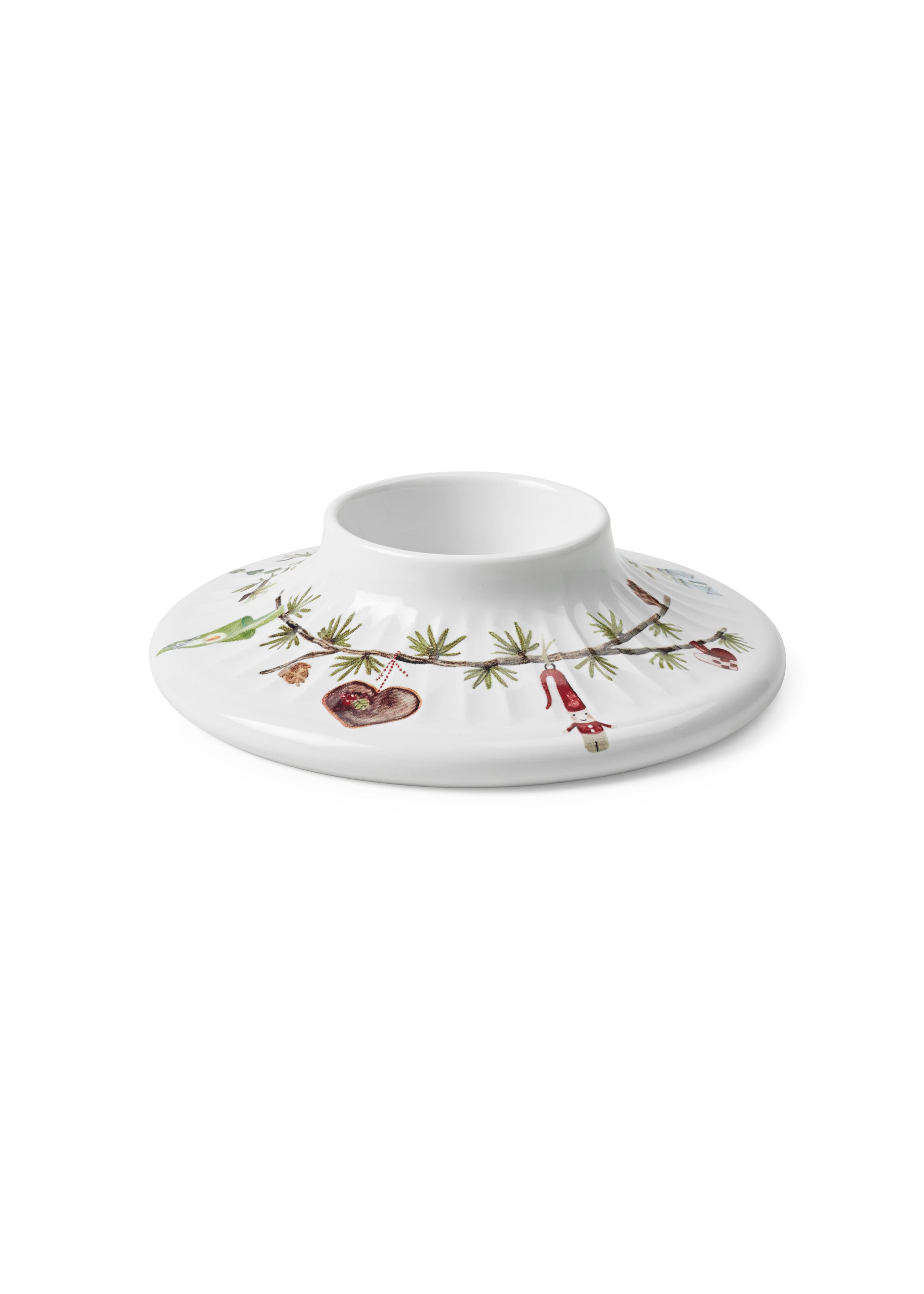 Kähler - Ljusstake - Hammershøi Christmas Bloklysestage - Hvid m. deko