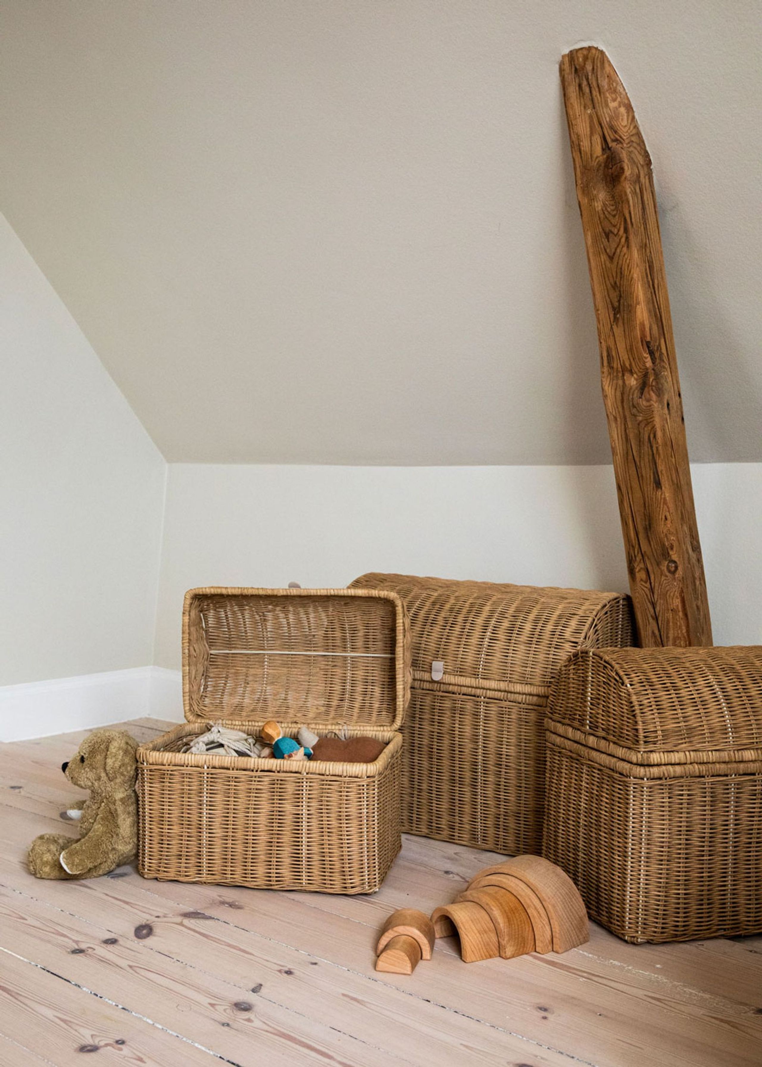 KAS Kopenhagen - Child storage box - Raffia storage basket set - Desert
