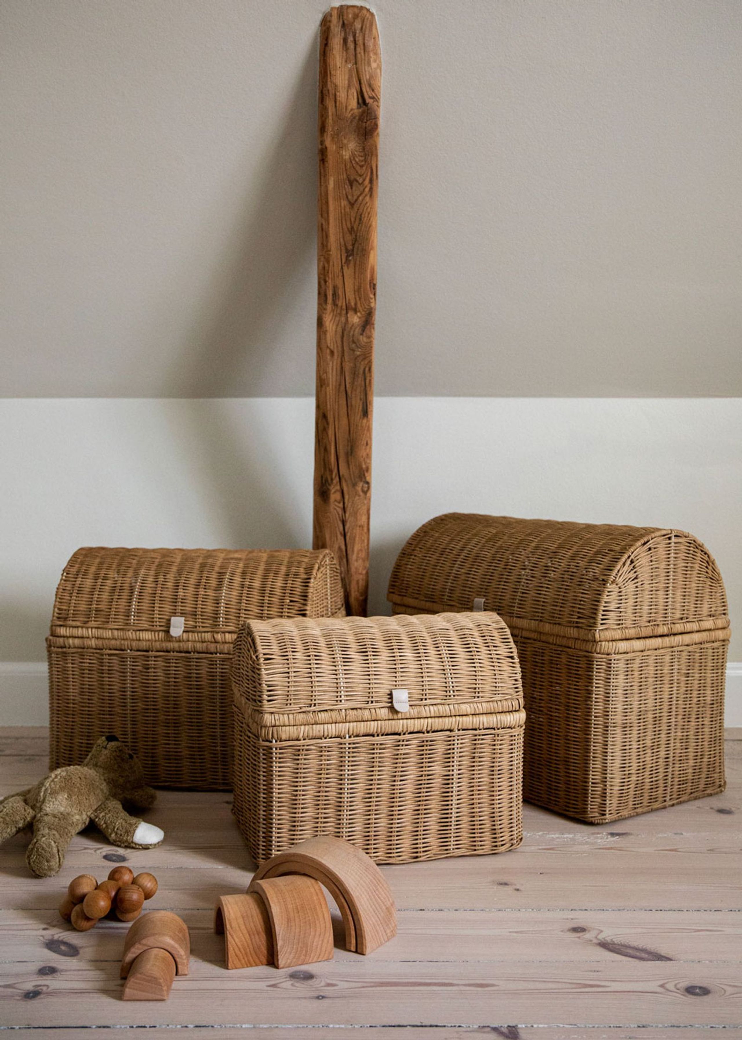 KAS Kopenhagen - Child storage box - Raffia storage basket set - Desert