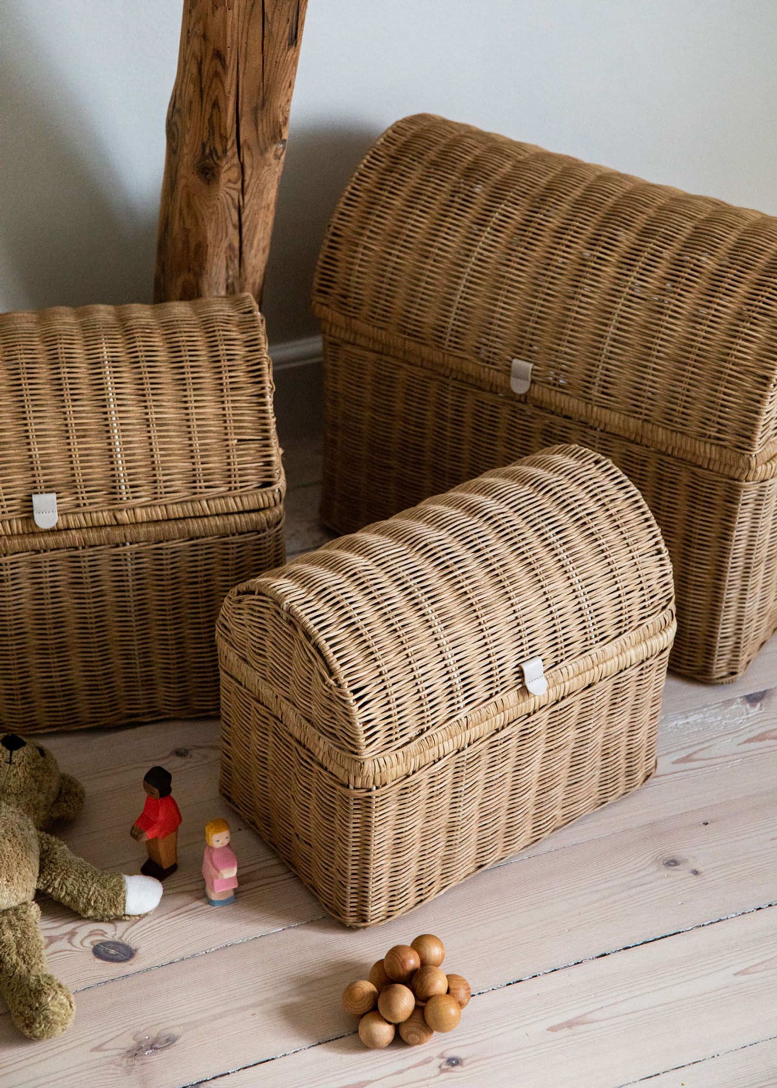 KAS Kopenhagen - Child storage box - Raffia storage basket set - Desert