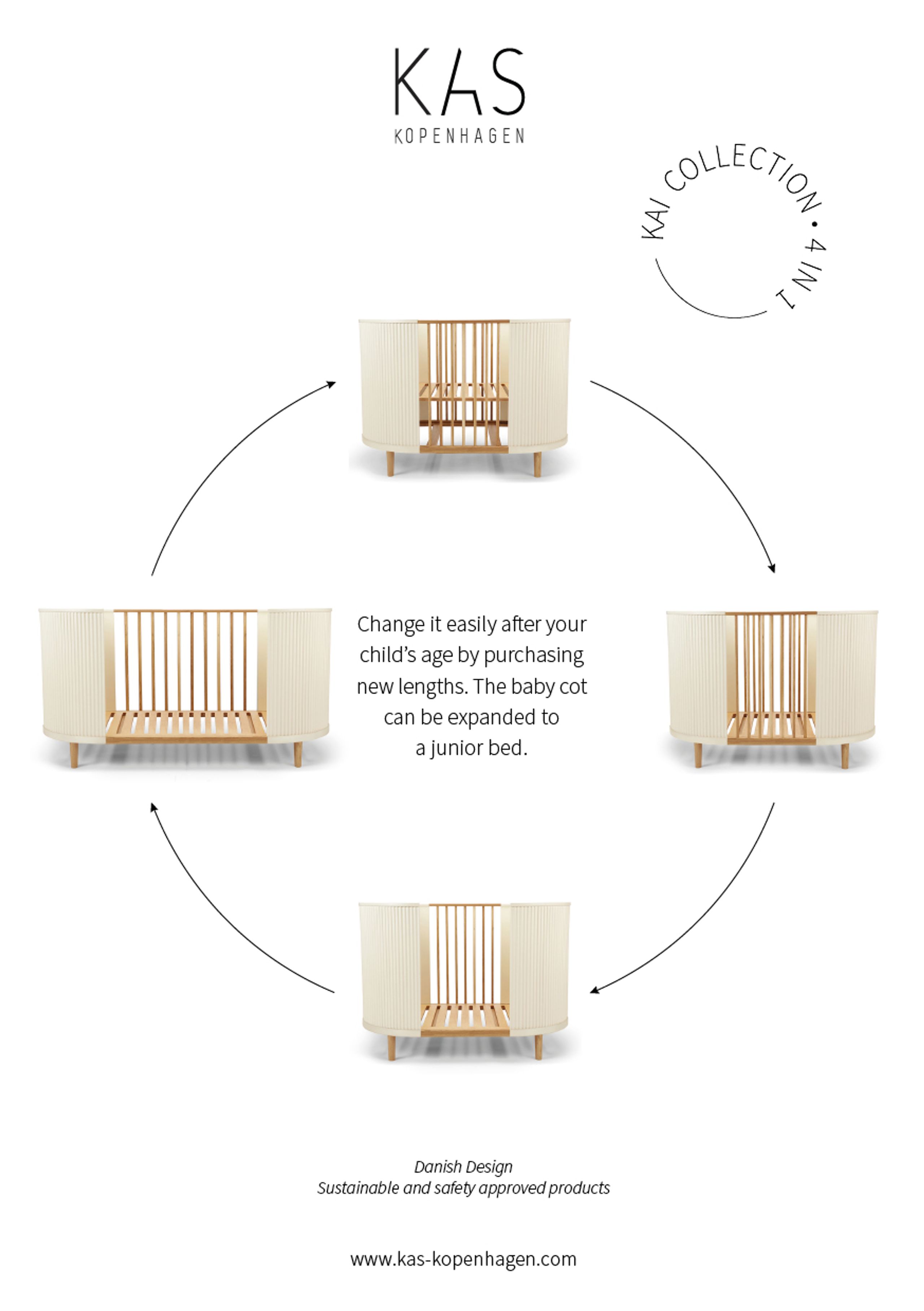 KAS Kopenhagen - Children's bed - KAI Baby Cot - Cream Oak