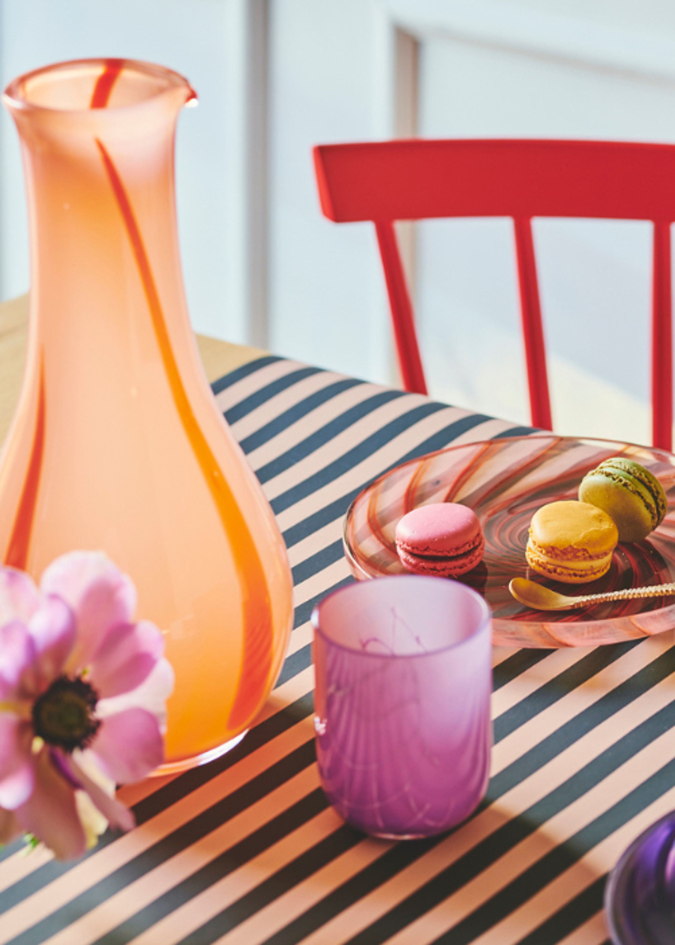 Kodanska - Karaffel - Flow Carafe - Pink W. Red Stripes