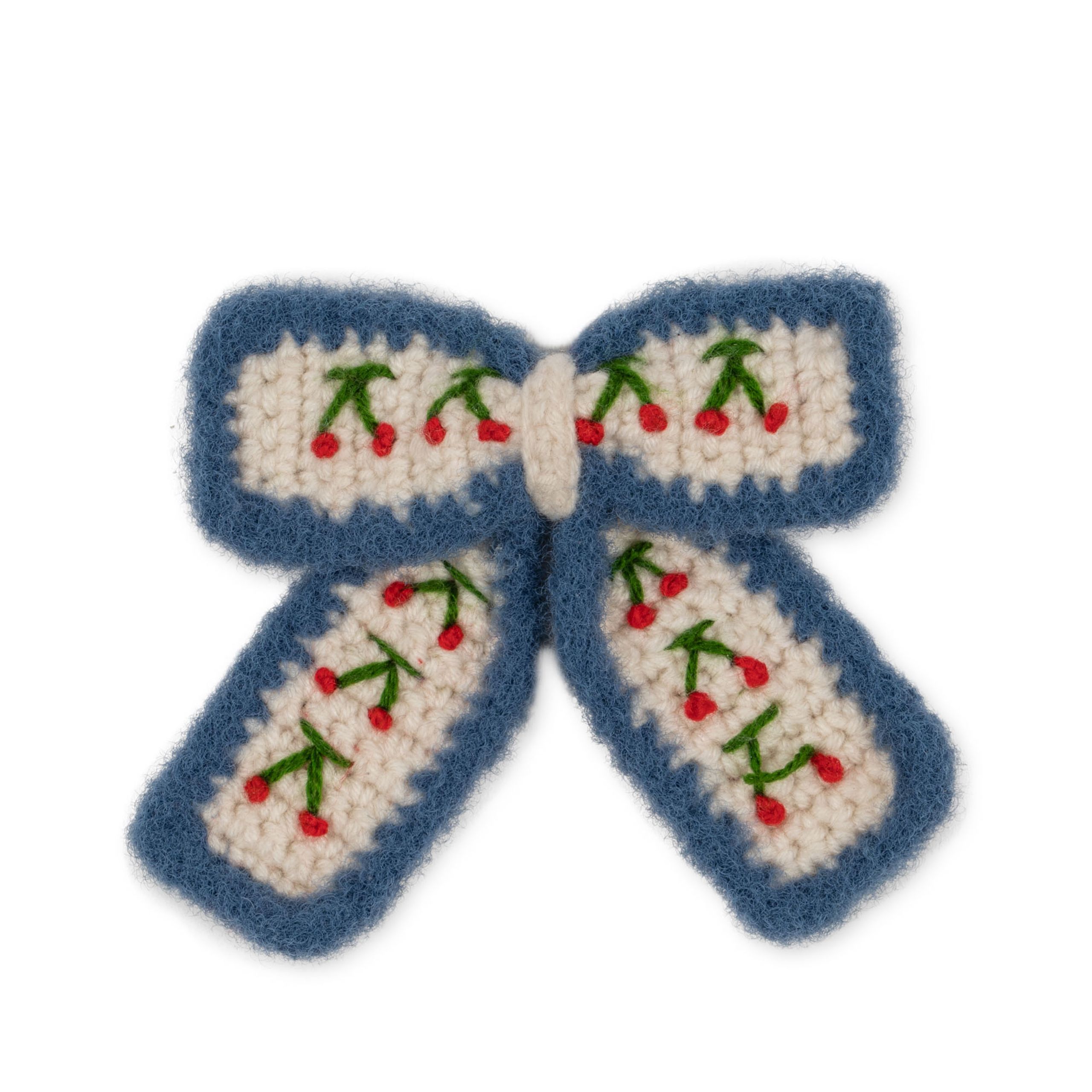 Konges Sløjd - Børne hårpynt - Cherry Crochet Bow Clip - CHERRY
