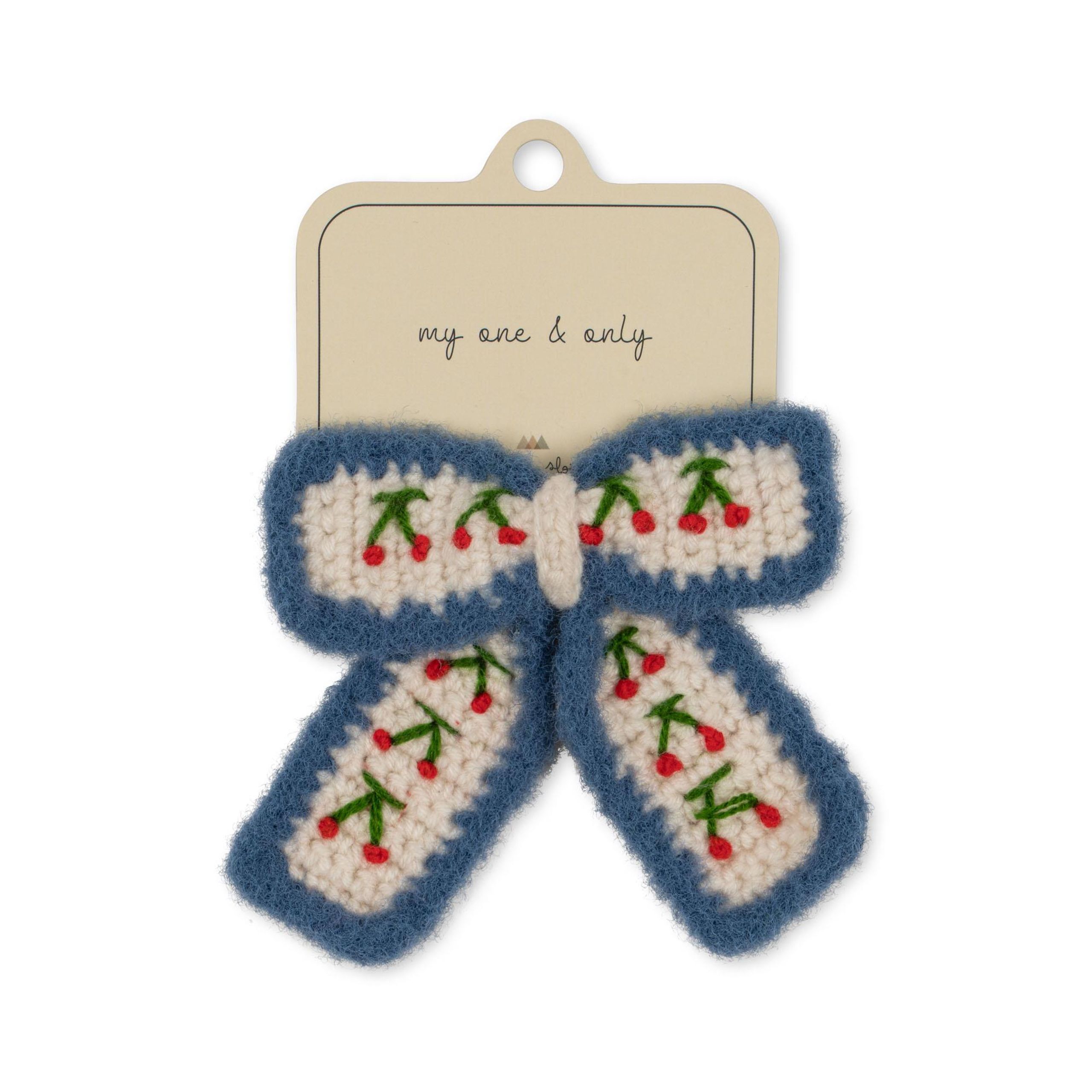 Konges Sløjd - Børne hårpynt - Cherry Crochet Bow Clip - CHERRY