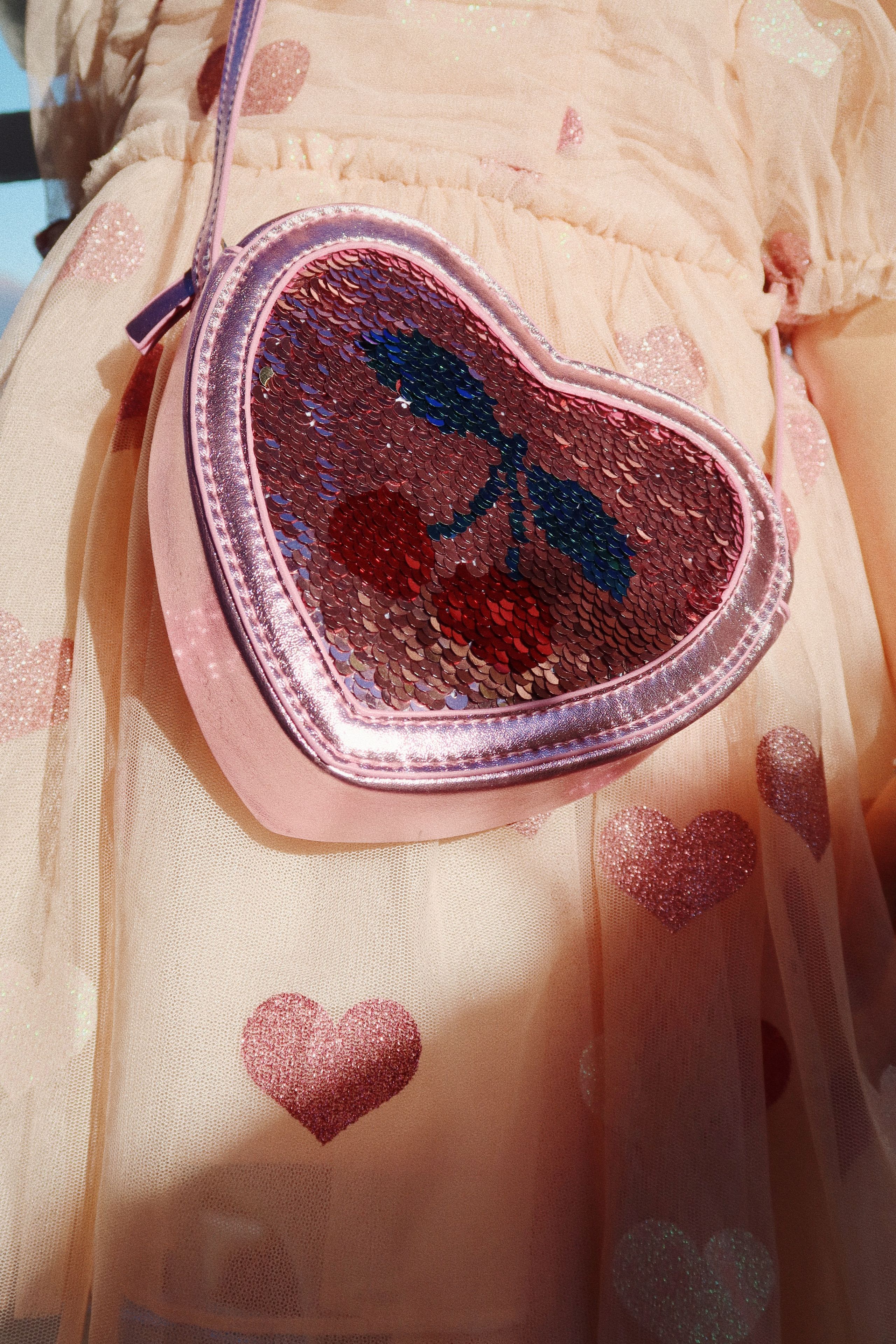 Konges Sløjd - Detská taška - Tut Heart Sequin Bag - ROSE