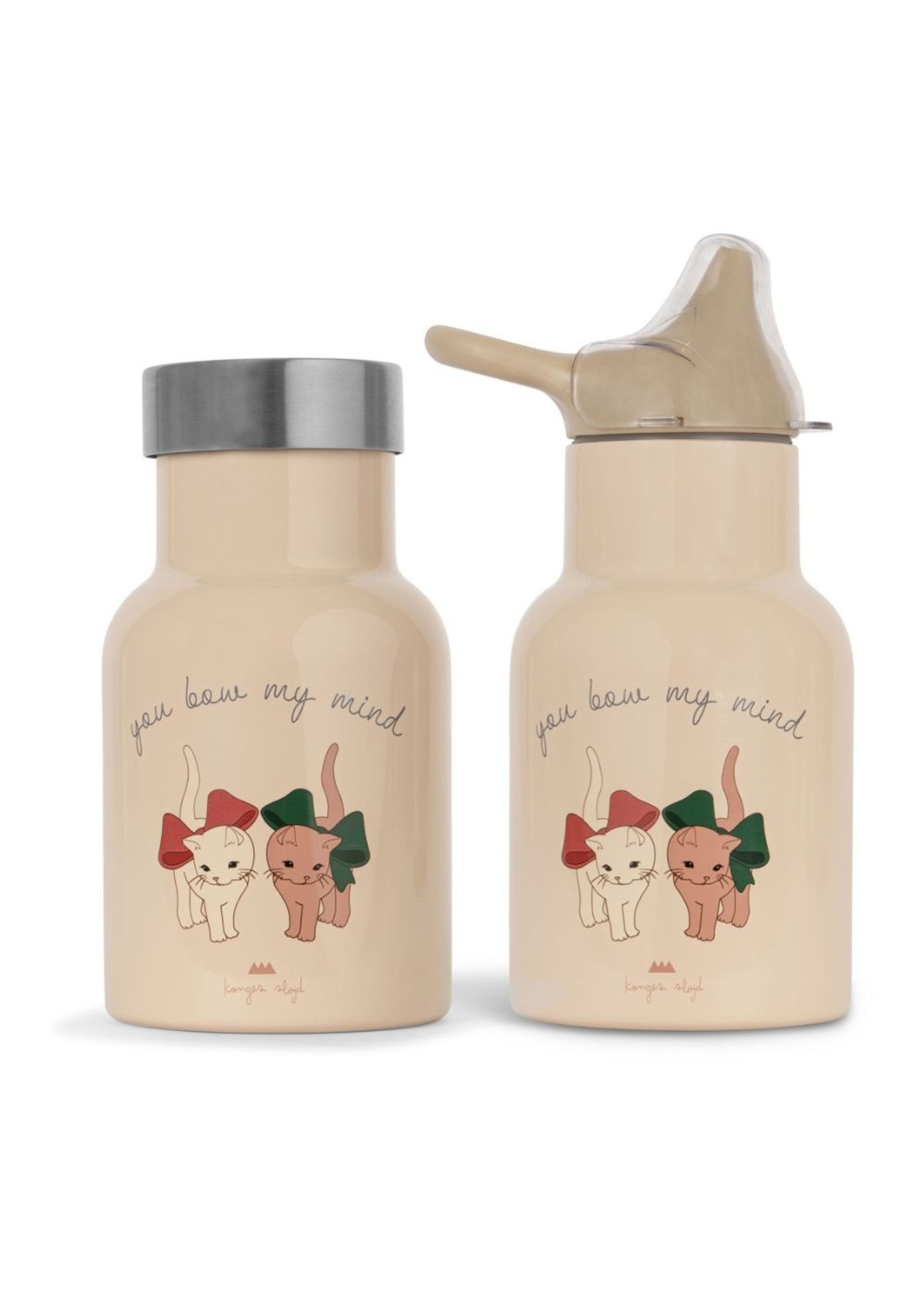 Konges Sløjd - Garrafa para beber para crianças - Thermo Bottle Petit - Bow Kitty