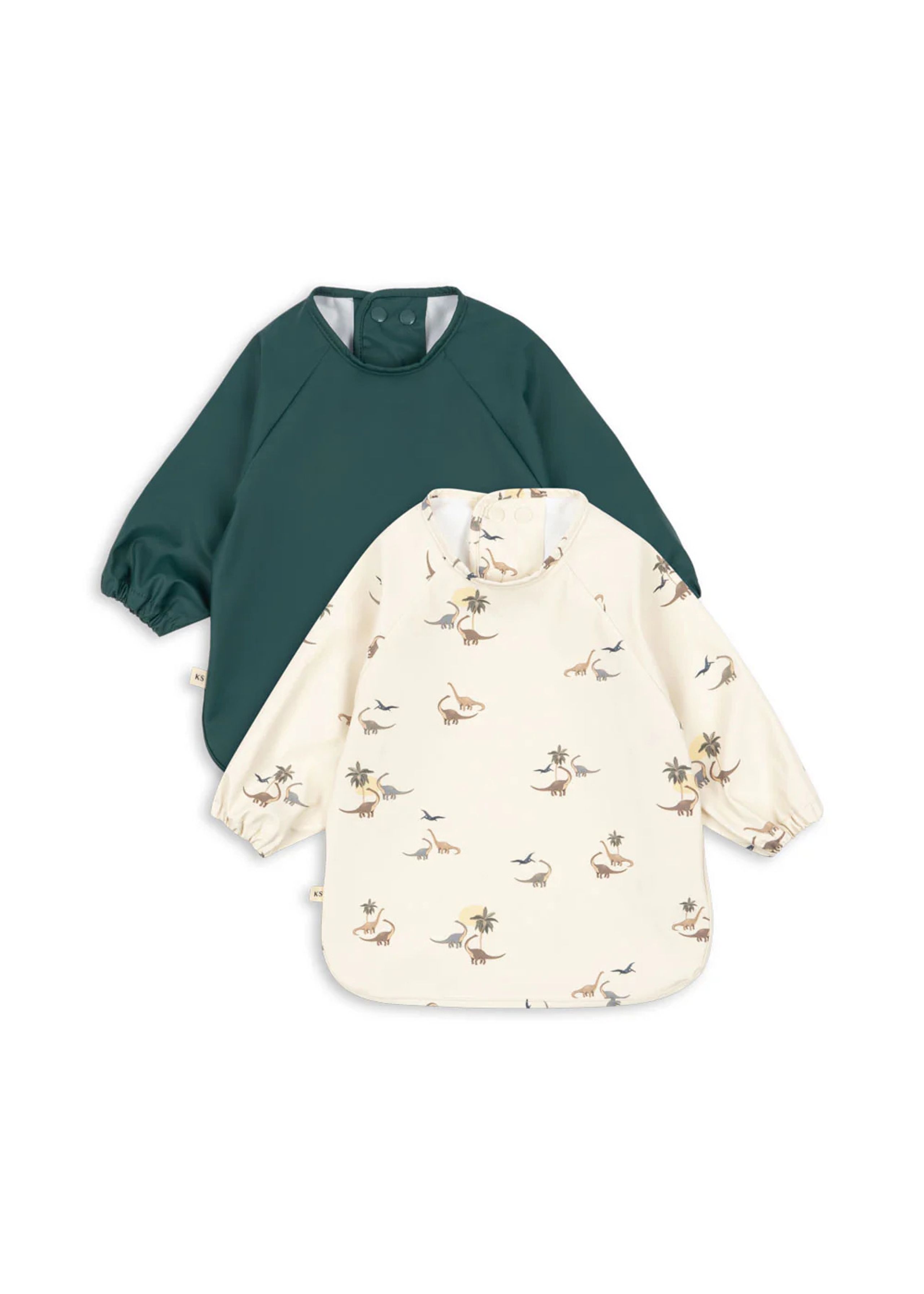 Konges Sløjd - Bib - 2 Pack Dinner Bib With Sleves - KUBI/RAIN FOREST