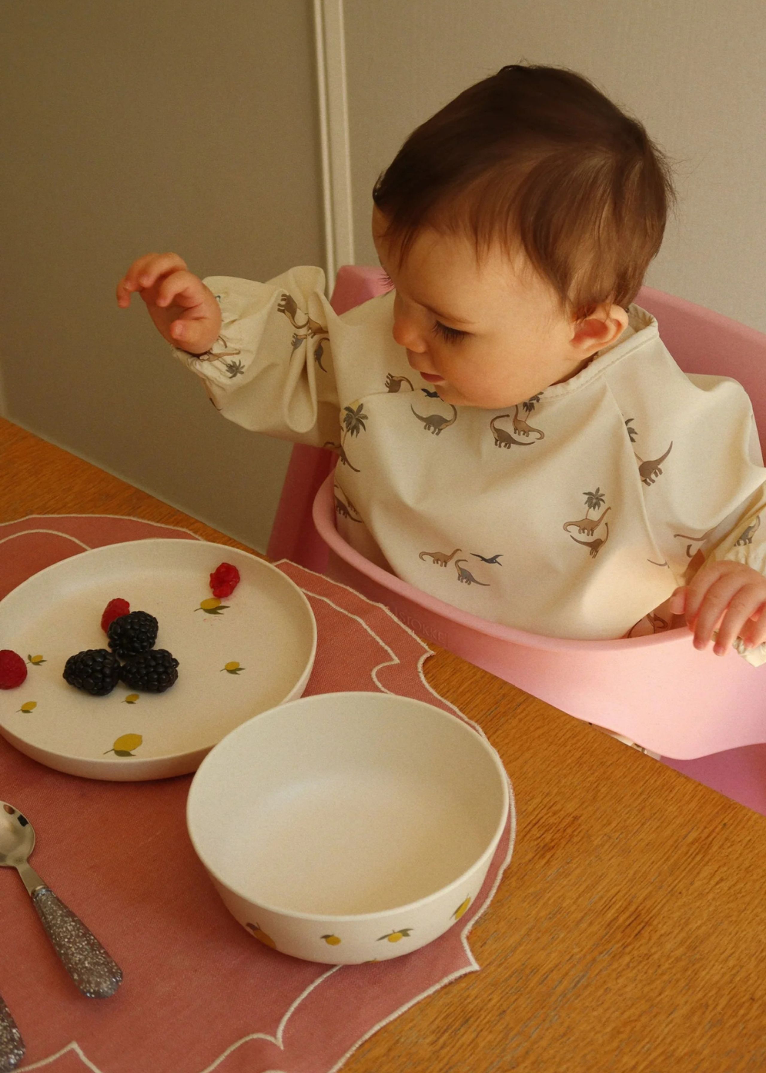 Konges Sløjd - Bib - 2 Pack Dinner Bib With Sleves - KUBI/RAIN FOREST