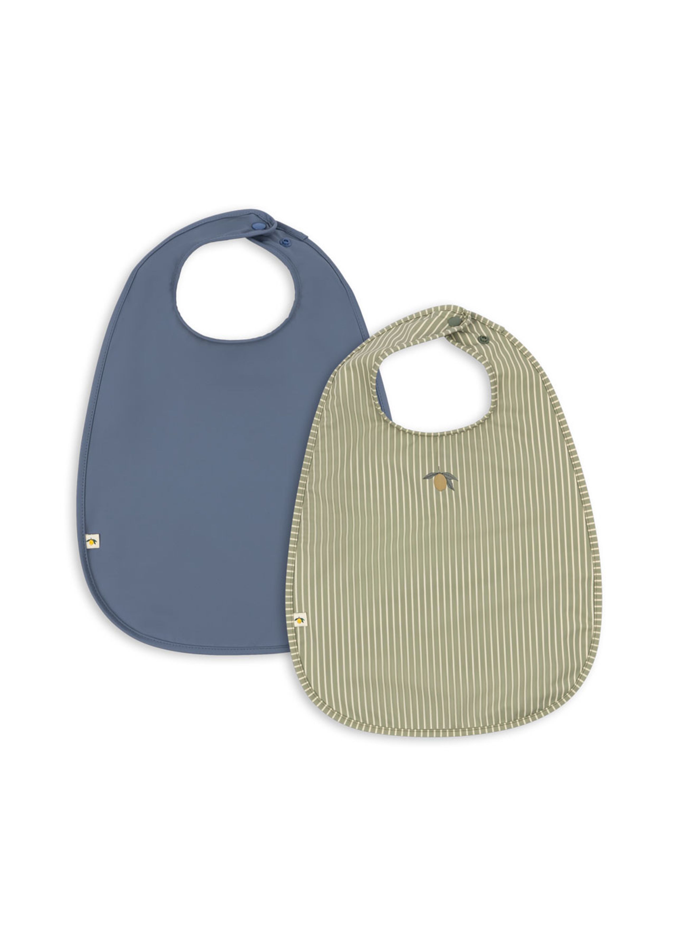 Konges Sløjd - Lappu - 2 pack dinner bib - TEA STRIPE/FLINT STONE