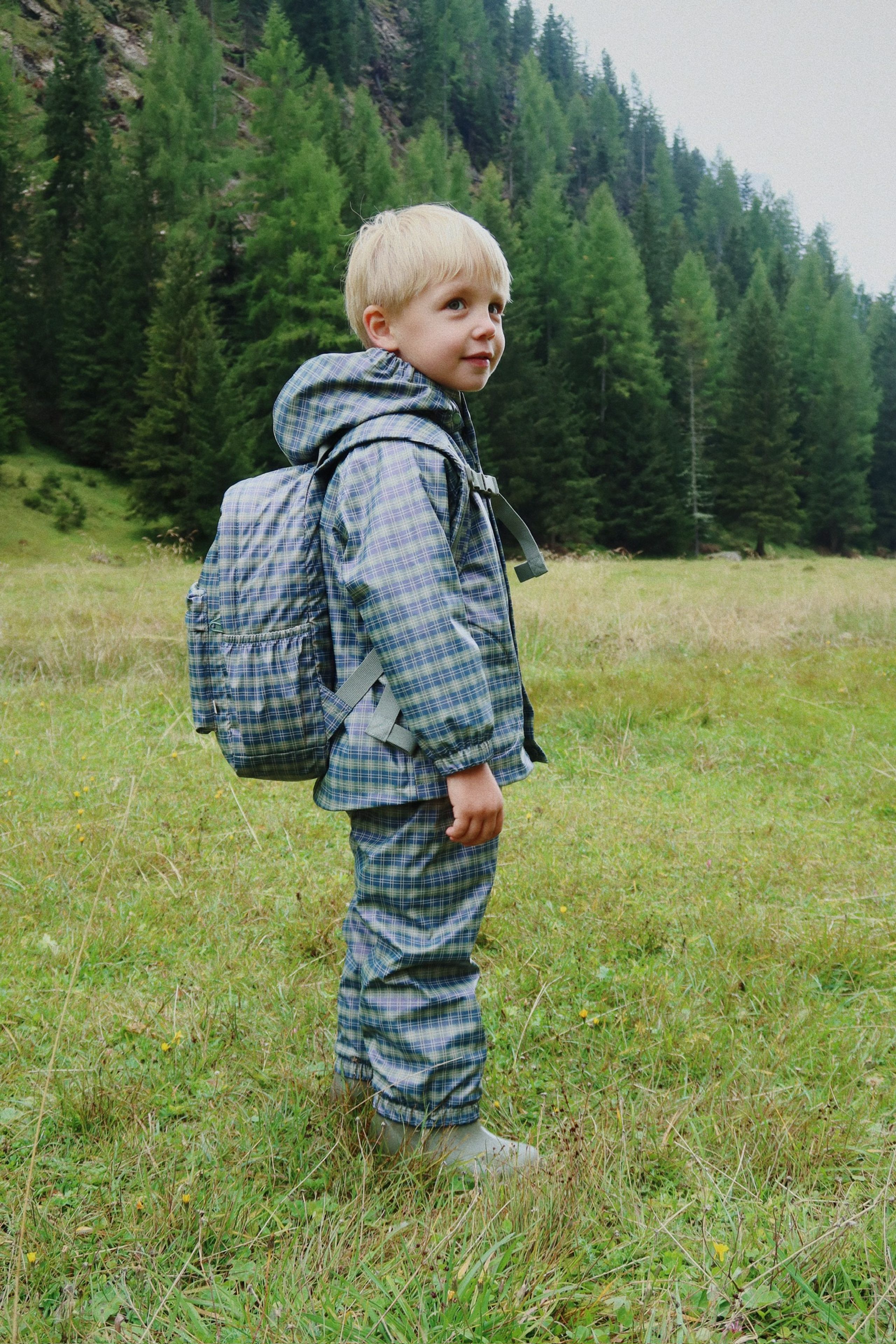 Konges Sløjd - Sklenice na víno - Rainy Kids Backpack Midi - LAUREL BLUE CHECK