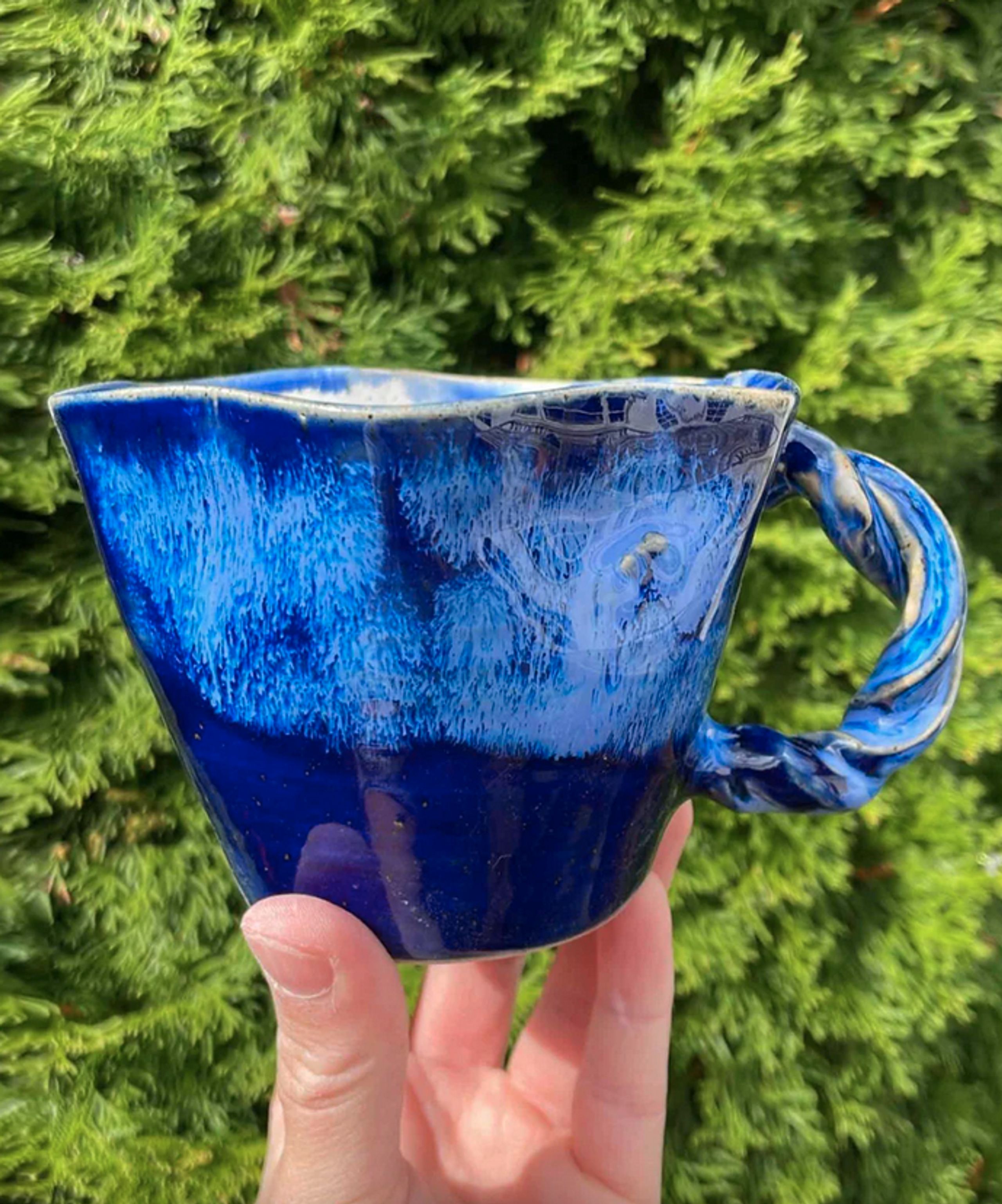 KRAKI Ceramics - Puchar - Snurrekop - Dybblå Bølge