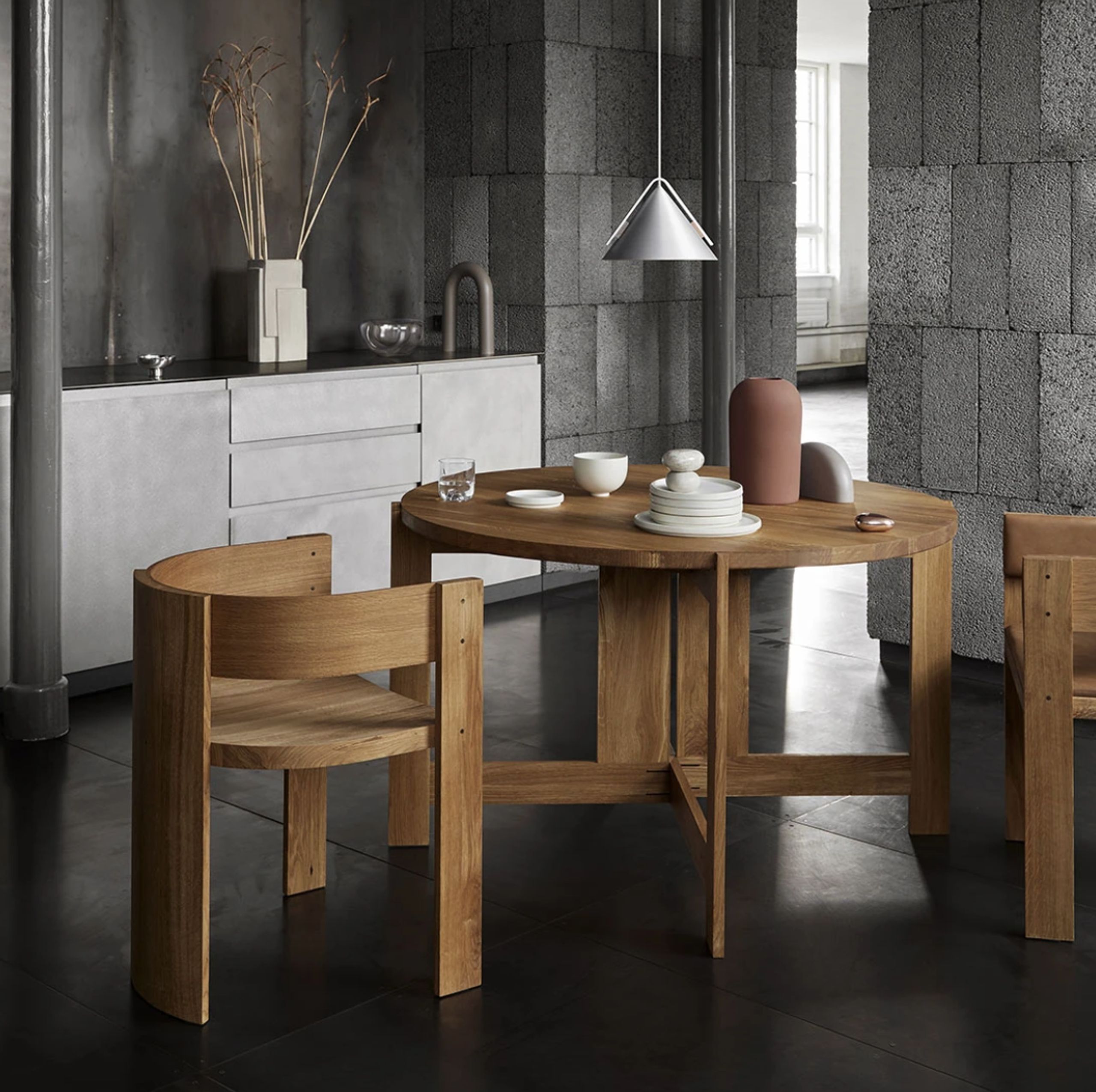 Kristina Dam - Lampada - Cone Pendant Lamp - Small - Brushed Aluminum & Walnut