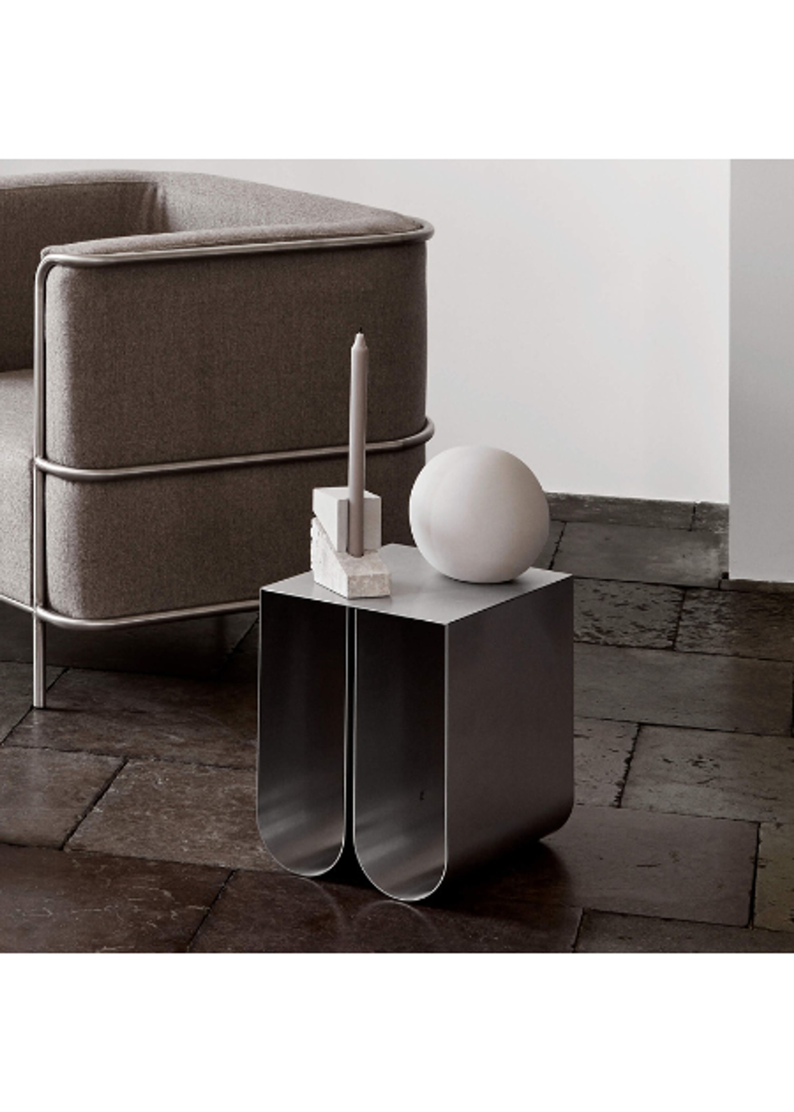 Kristina Dam Studio - Side table - Curved Side Table - Stainless Steel