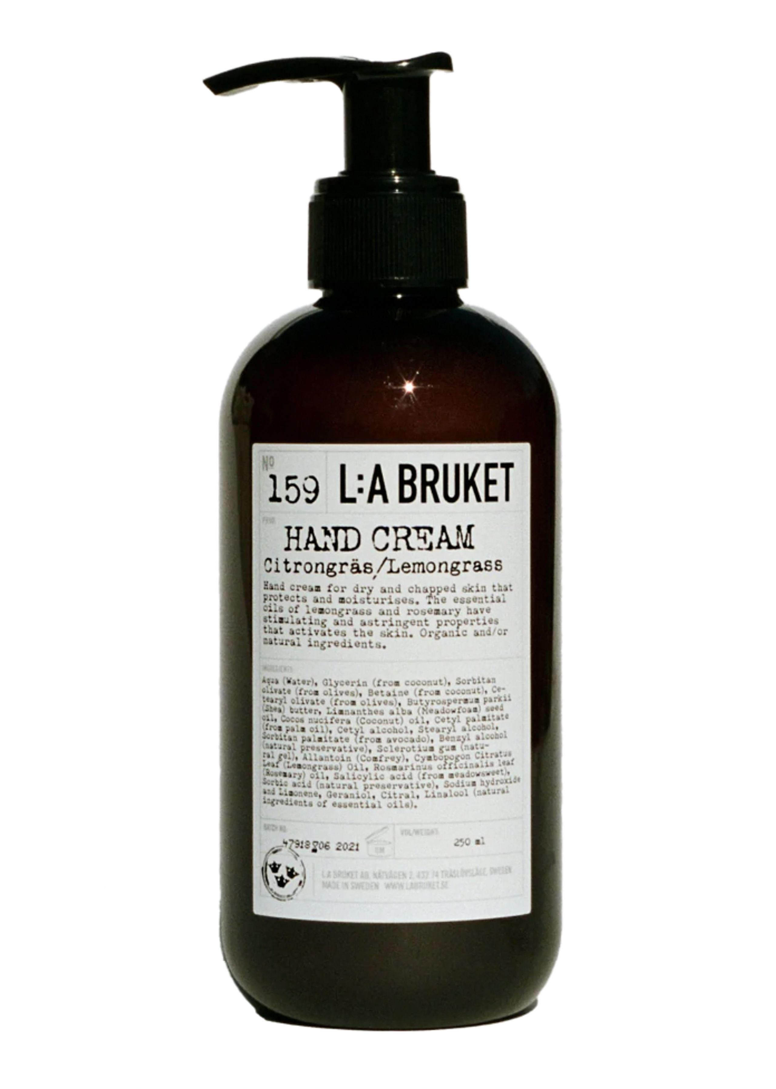 L:A Bruket - Håndcreme - L:A Bruket - Hand cream 250 ml - No. 159 - Citrongräs
