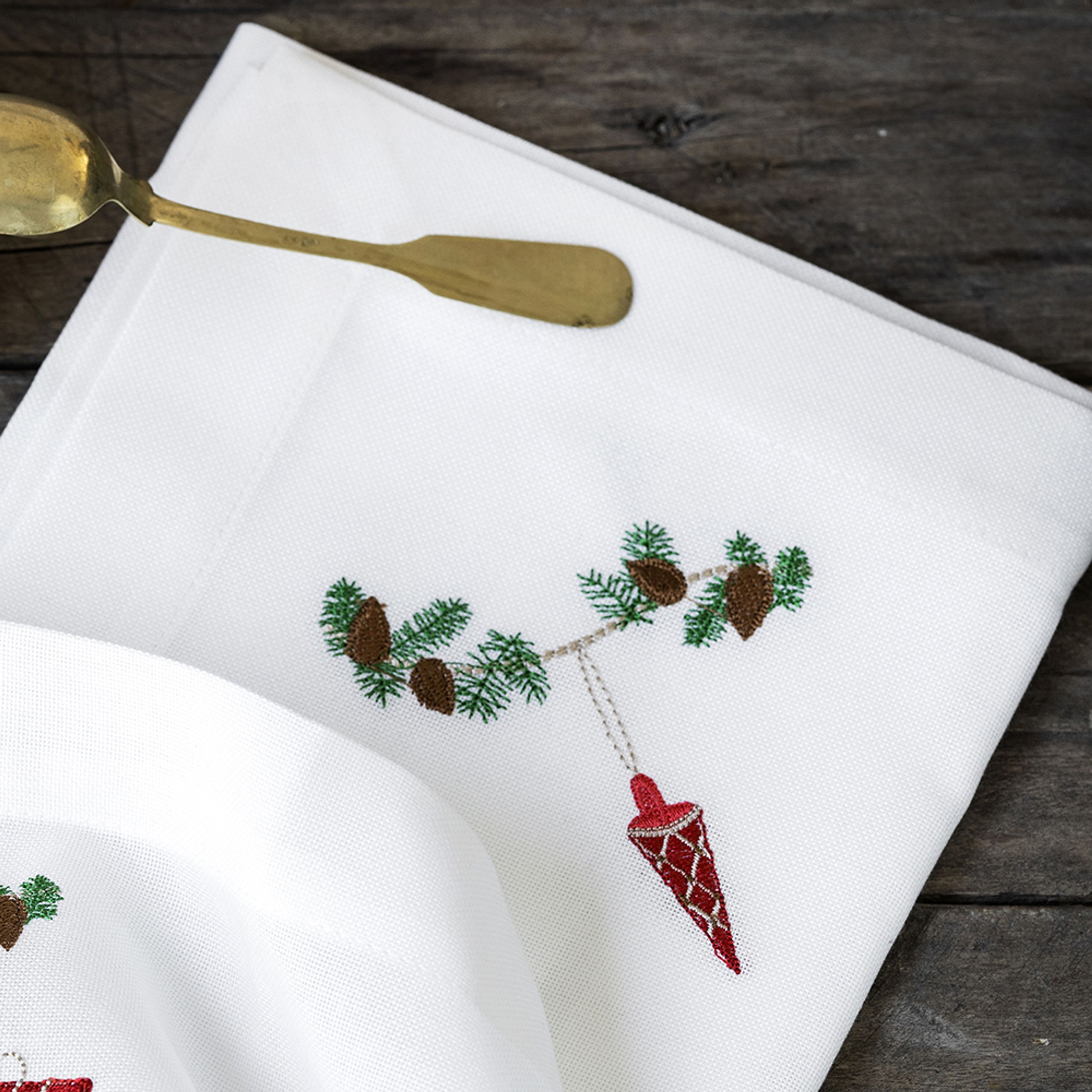 Langkilde & Søn - Serviettes de table en tissu - Christmas napkin - Rød kræmmerhus