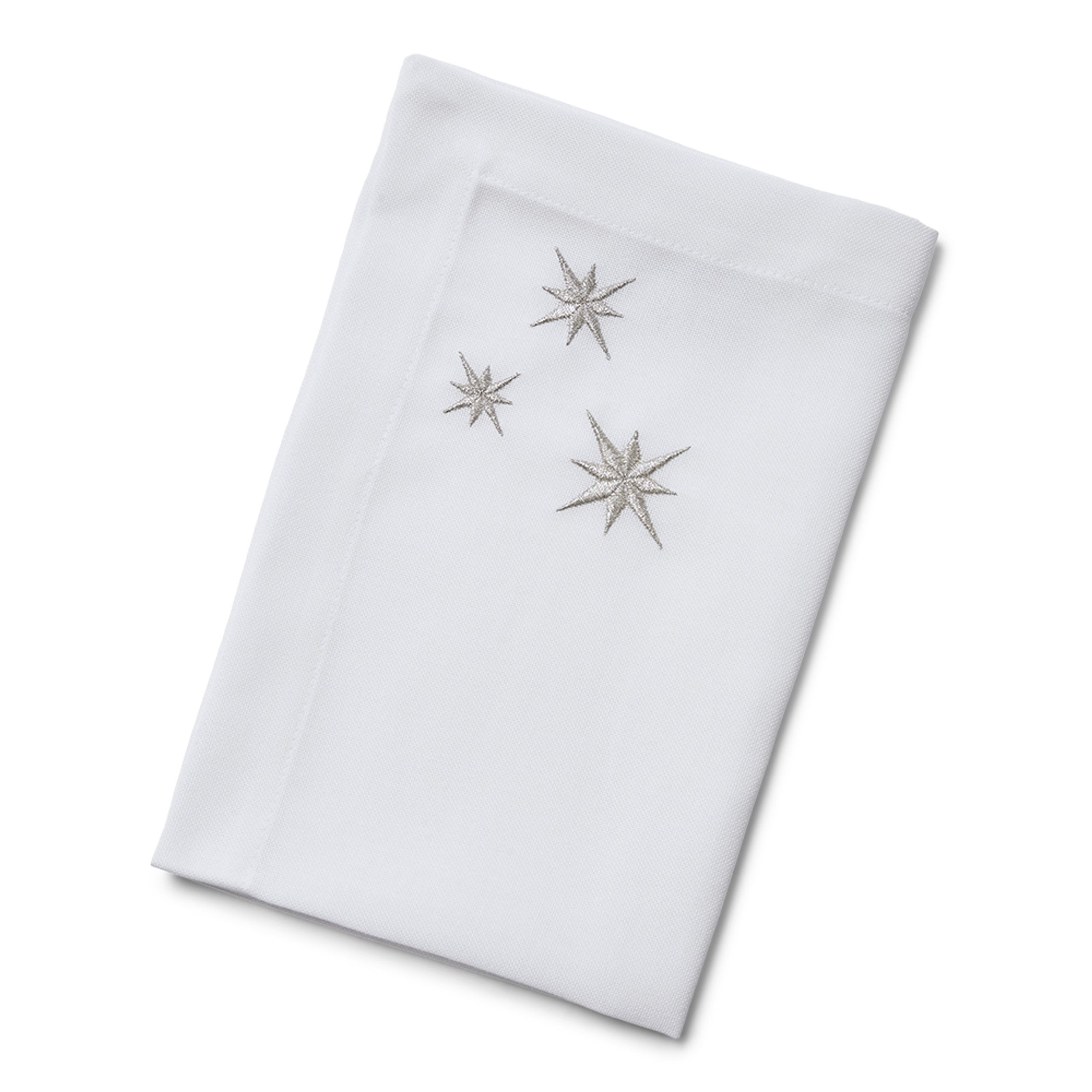 Langkilde & Søn - Serviettes de table en tissu - Napkin with Silver star - Sølv