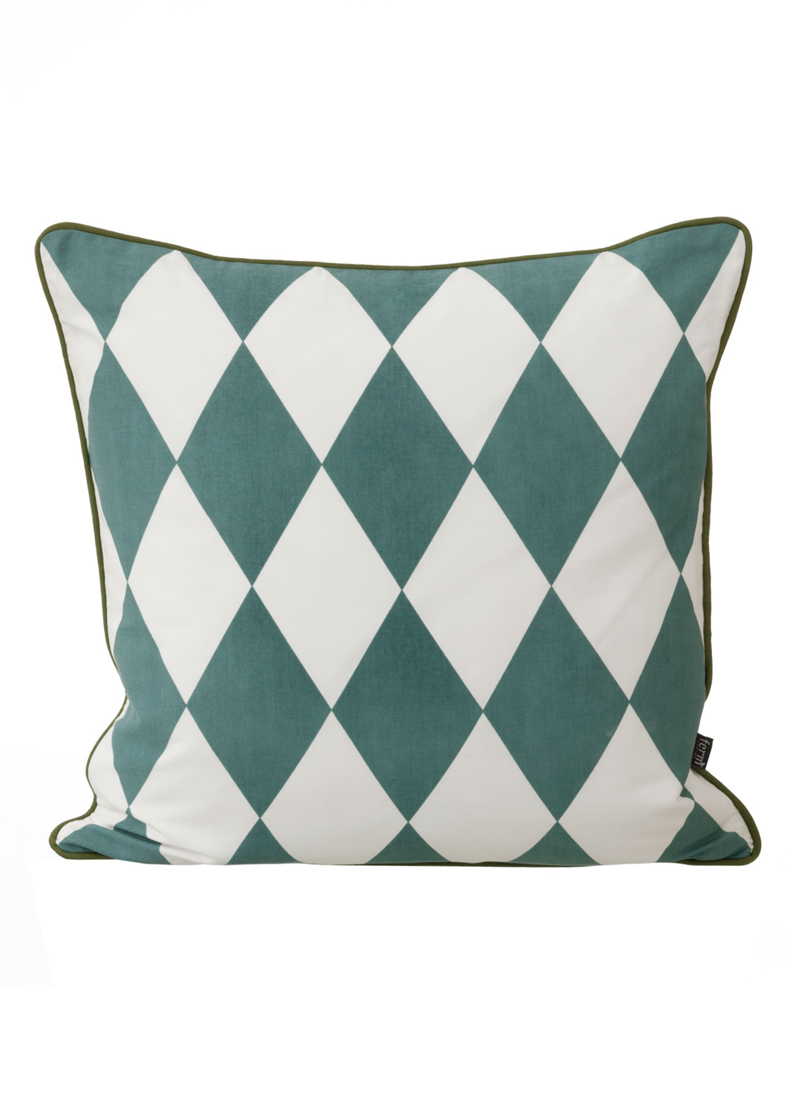 Ferm Living - Pude - Large Geometry Cushion - Petroleum/Sort