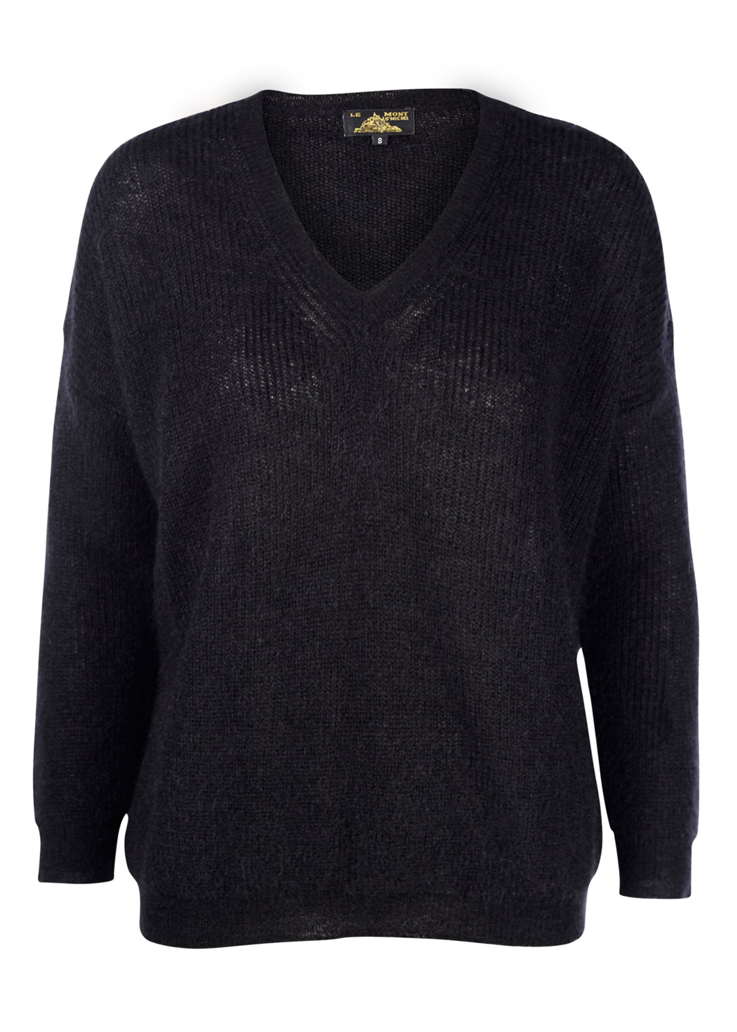 Le Mont Saint Michel - Knit - Superkid Mohair V-neck Sweater - Black