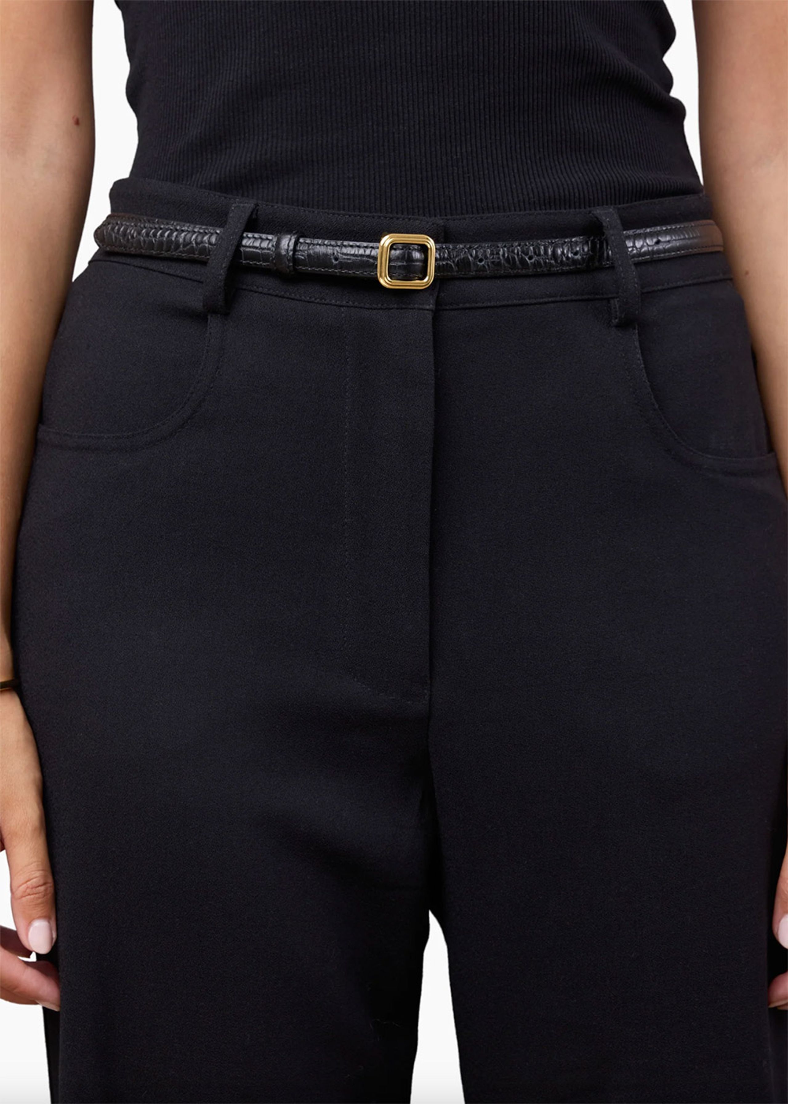 LIÈ STUDIO - Belt - The Georgia Slim Belt - Gold Black Croc