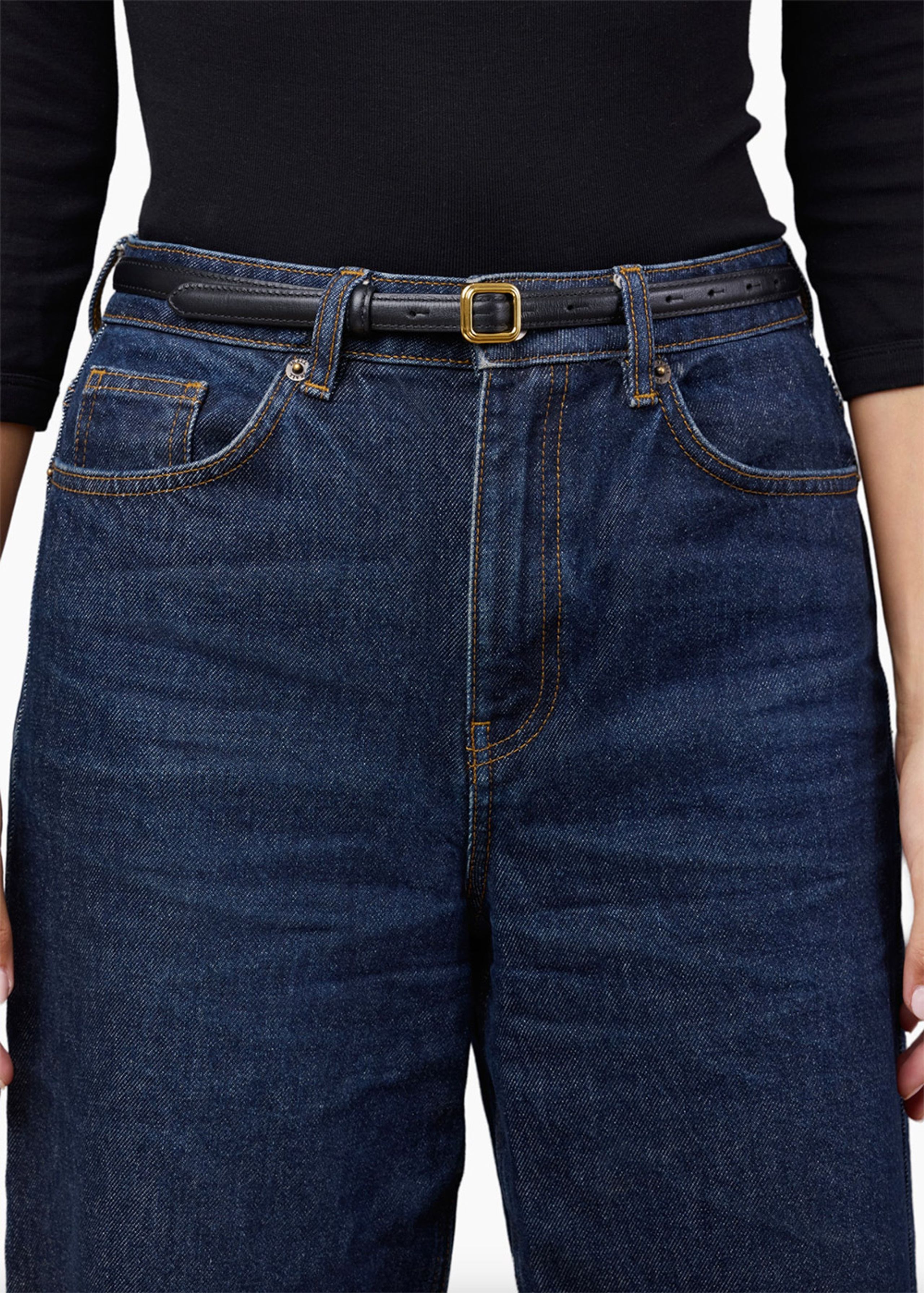 LIÈ STUDIO - Cintura - The Georgia Slim Belt - Gold Solid Black