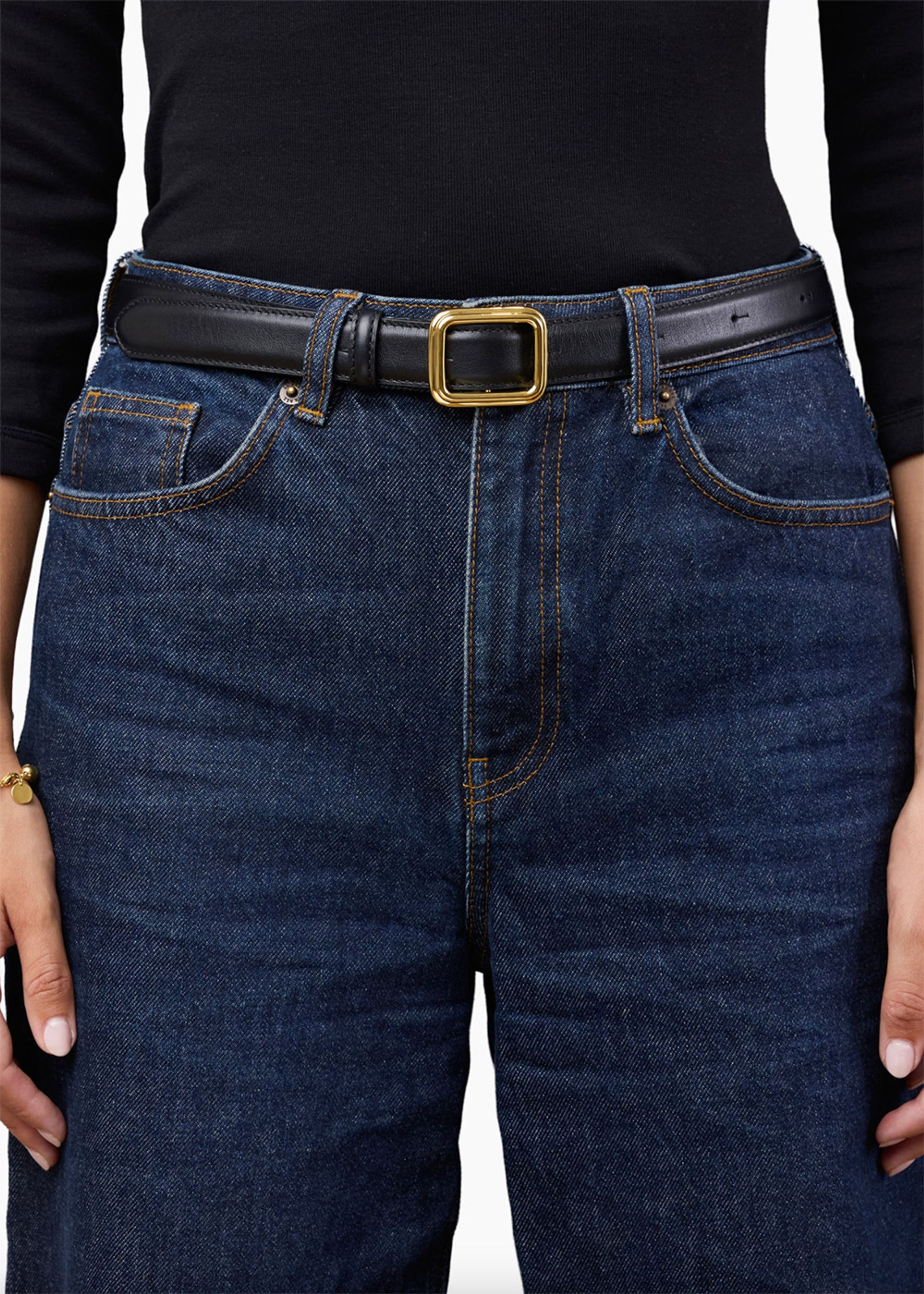 LIÈ STUDIO - Gürtel - The Georgia Wide Belt - Gold Solid Black