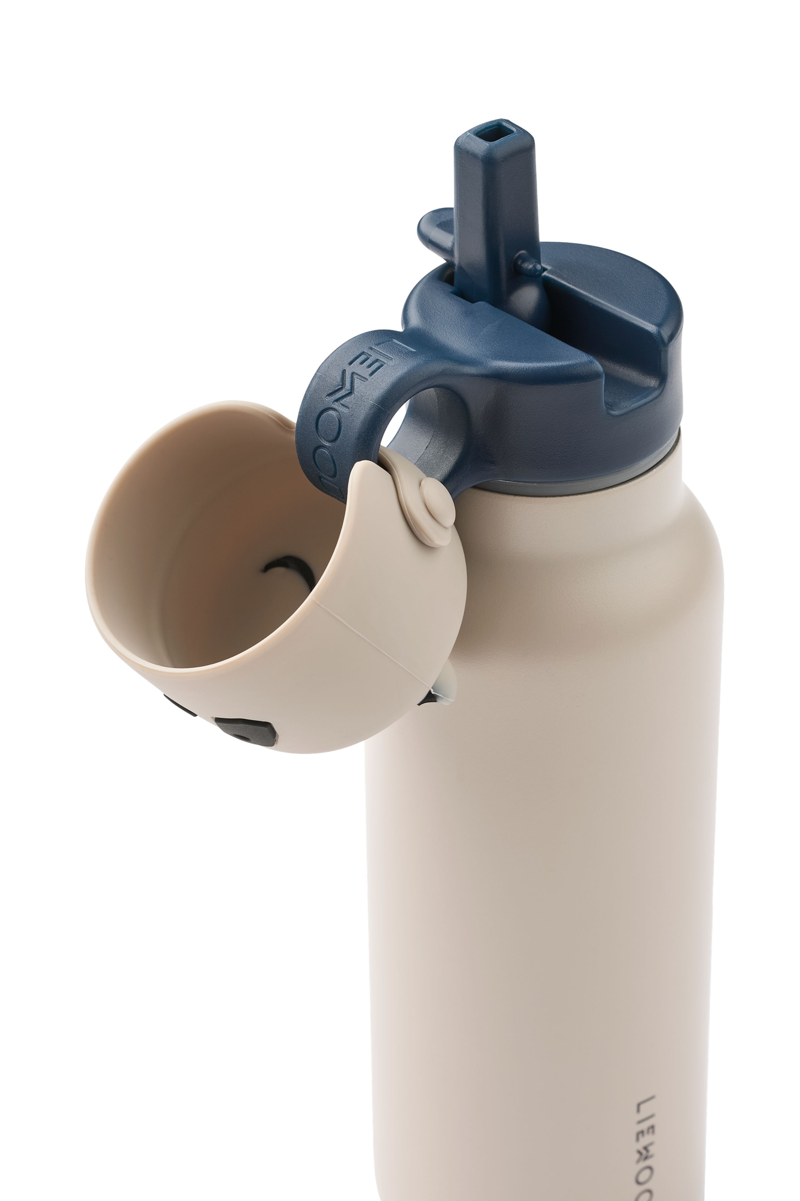 LIEWOOD - Børnedrikkedunk - Falk Water Bottle With Panda Lid 350 Ml - Sandy