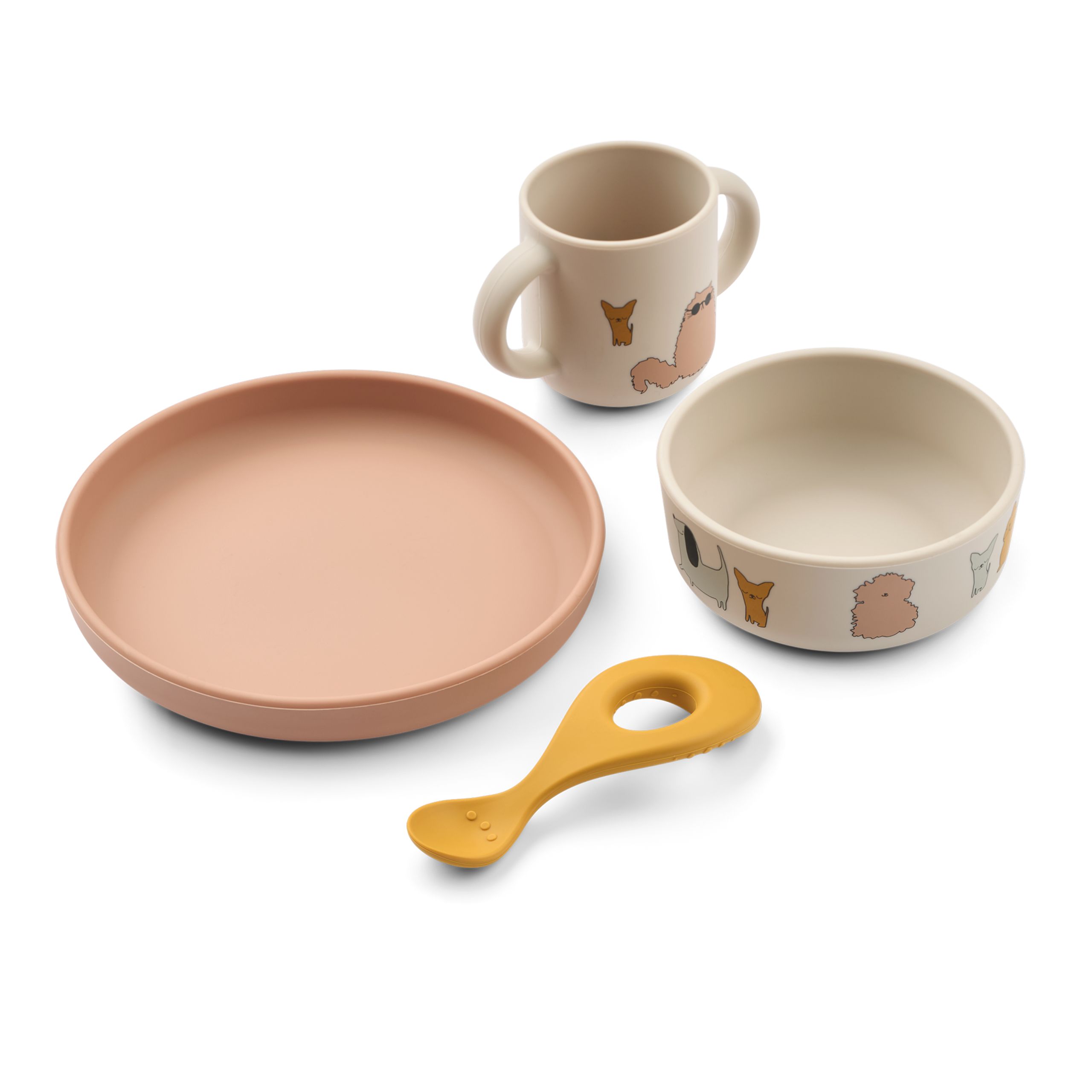 LIEWOOD - Dětské nádobí - Vivi Printed Tableware Set - 2503 Cats and Dogs / Sandy