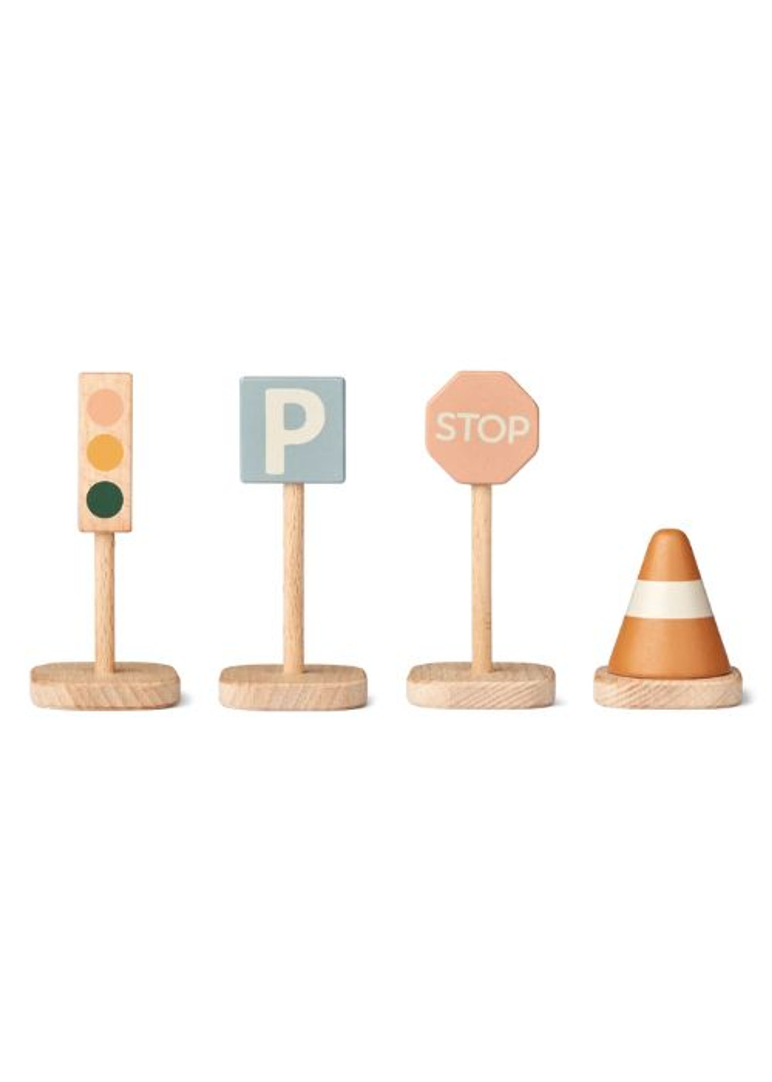 LIEWOOD - Speelgoed - Village Traffic Signs 4-Pack - 1673 Mustard Multi Mix