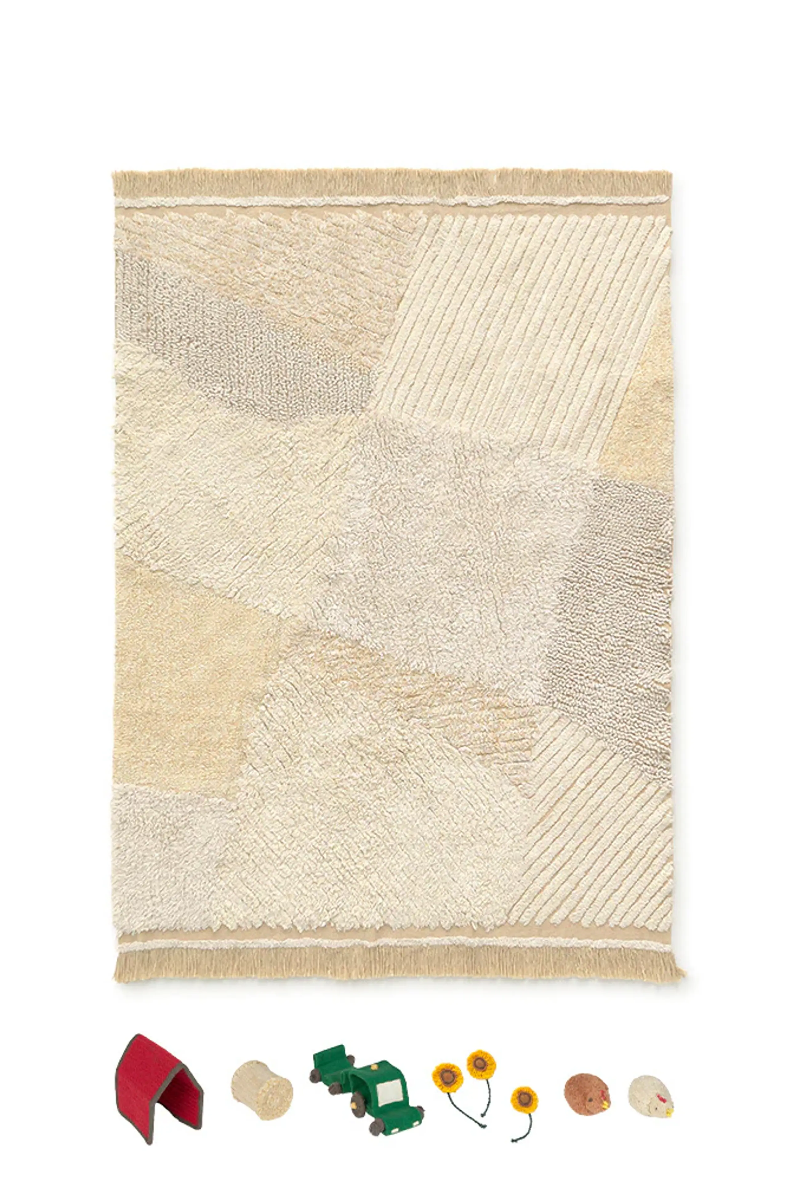 Lorena Canals - Dětský koberec - Washable Play Rug Farm Fields - Natural, Beige