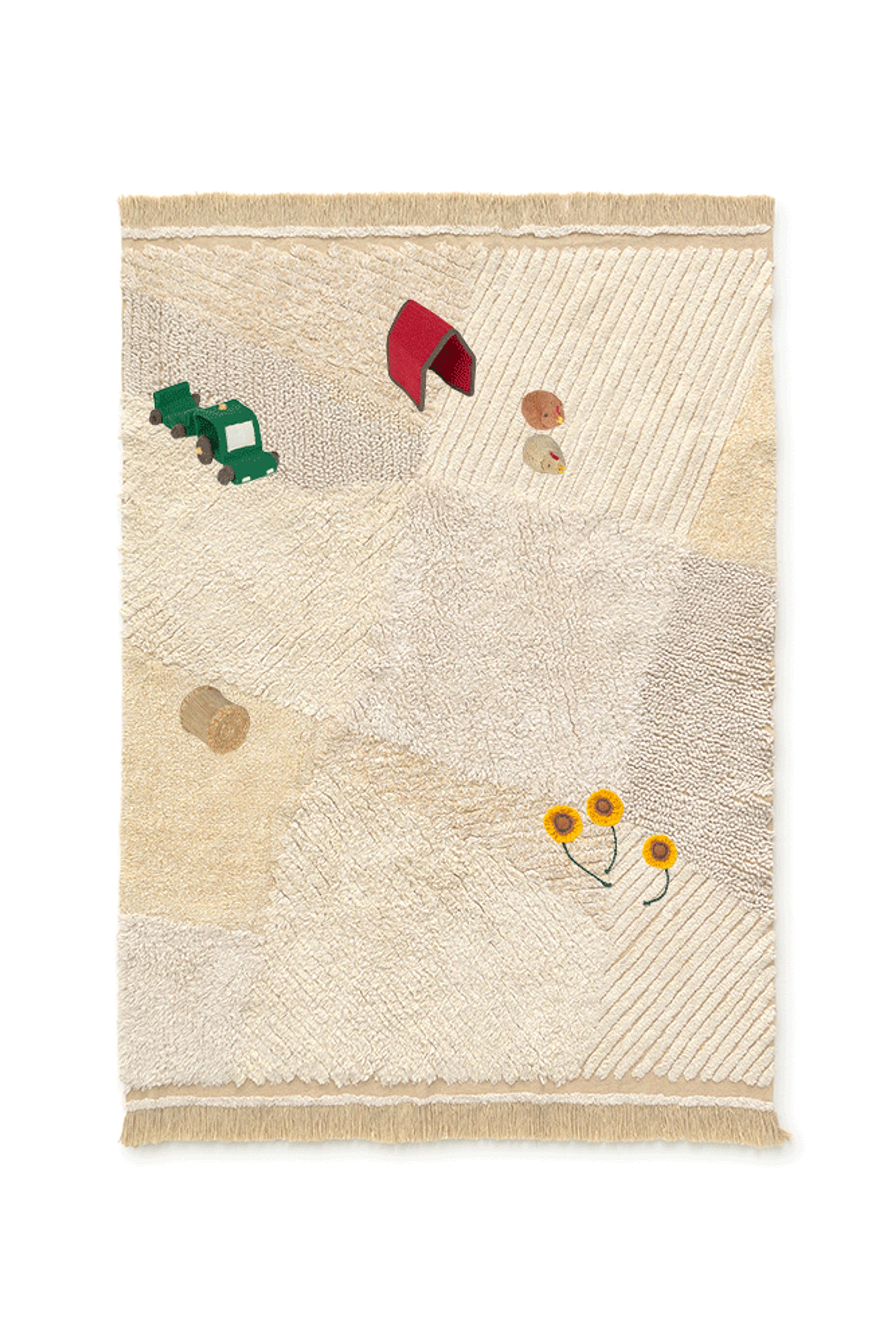 Lorena Canals - Dětský koberec - Washable Play Rug Farm Fields - Natural, Beige