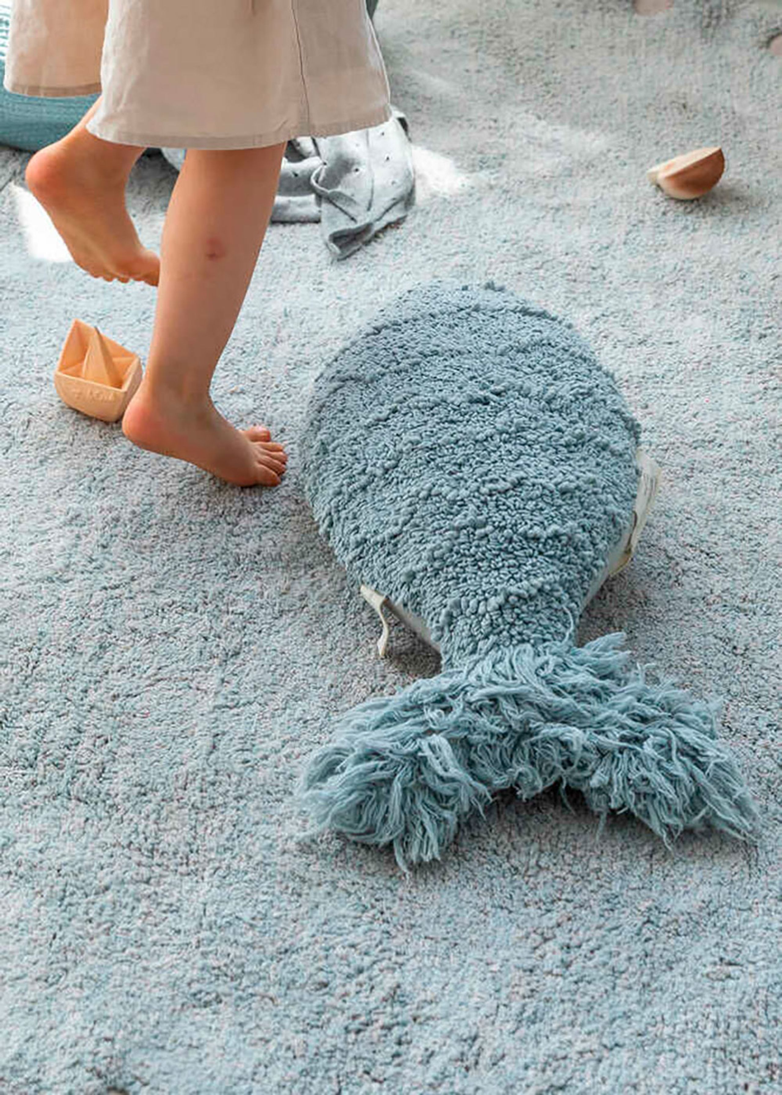 Lorena Canals - Children's pillow - Washable Cushion Baby Fish - Aqua Blue