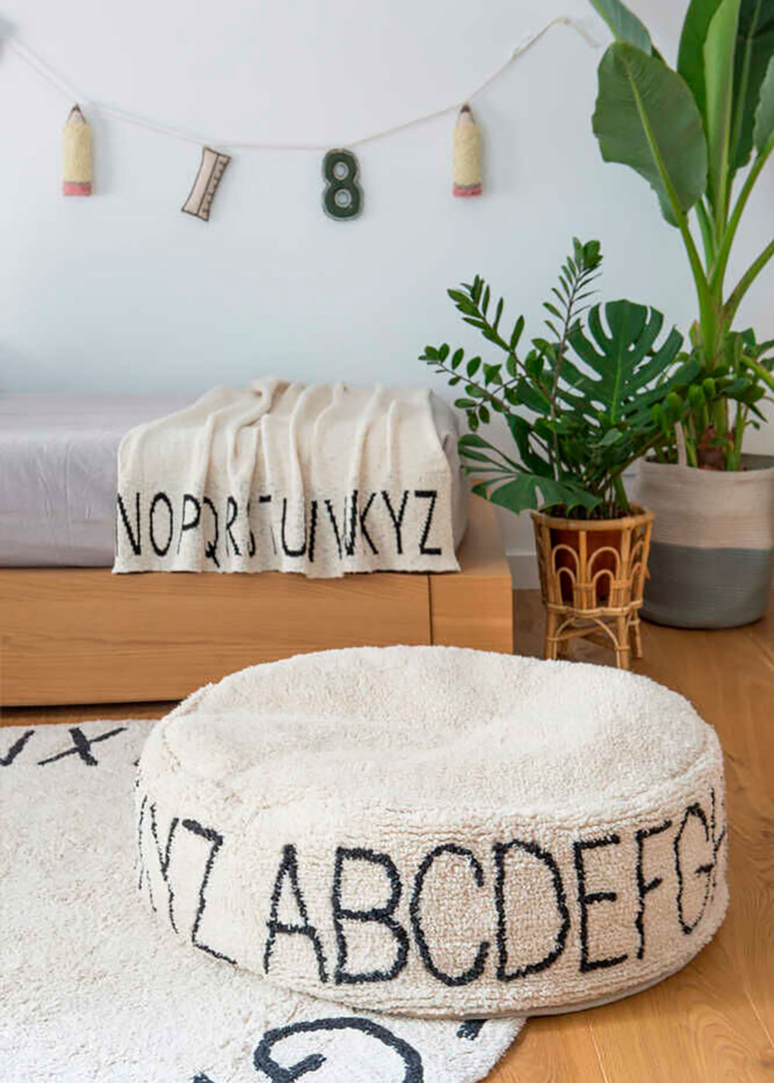 Lorena Canals - Pouf pour enfants - Pouf ABC Natural - Black - Natural - Black