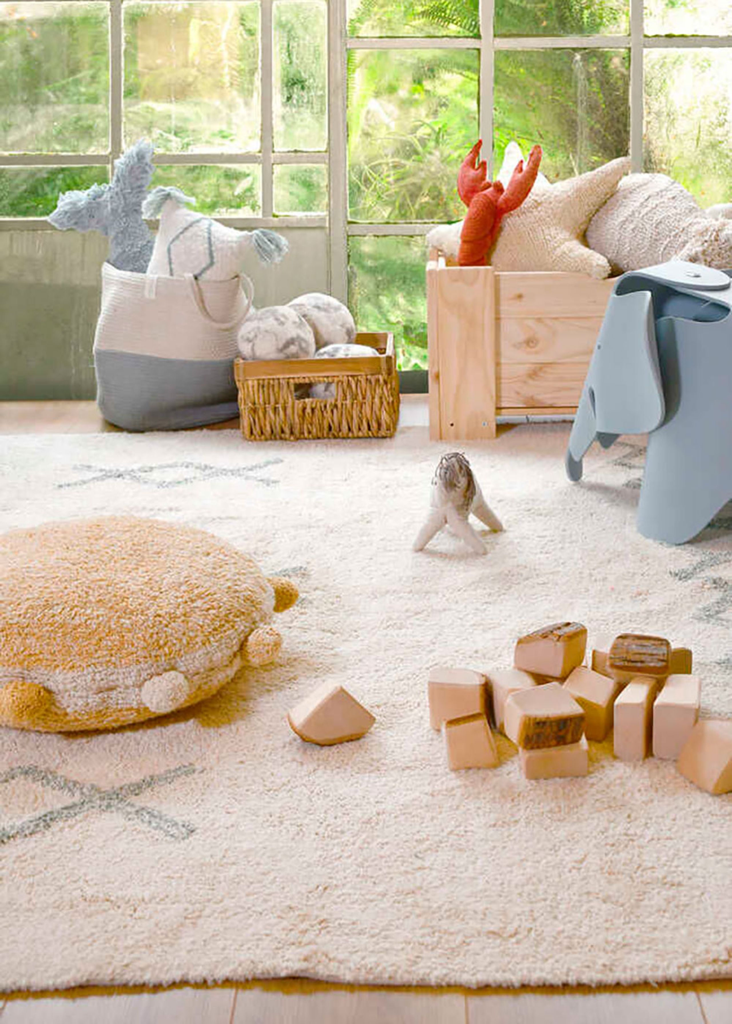 Lorena Canals - Tappeto - Washable Rug Atlas Natural - Vintage Blue