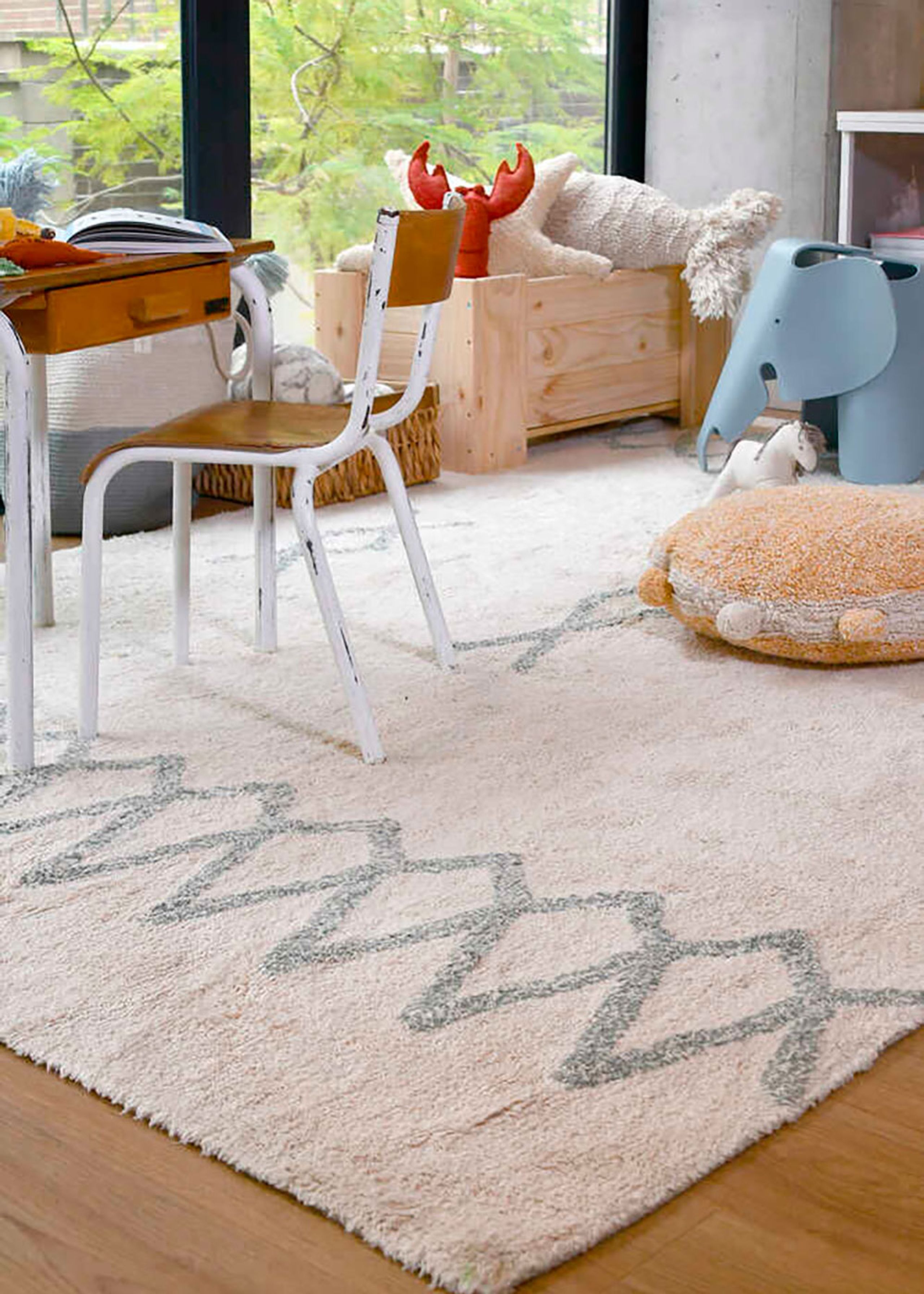 Lorena Canals - Tappeto - Washable Rug Atlas Natural - Vintage Blue
