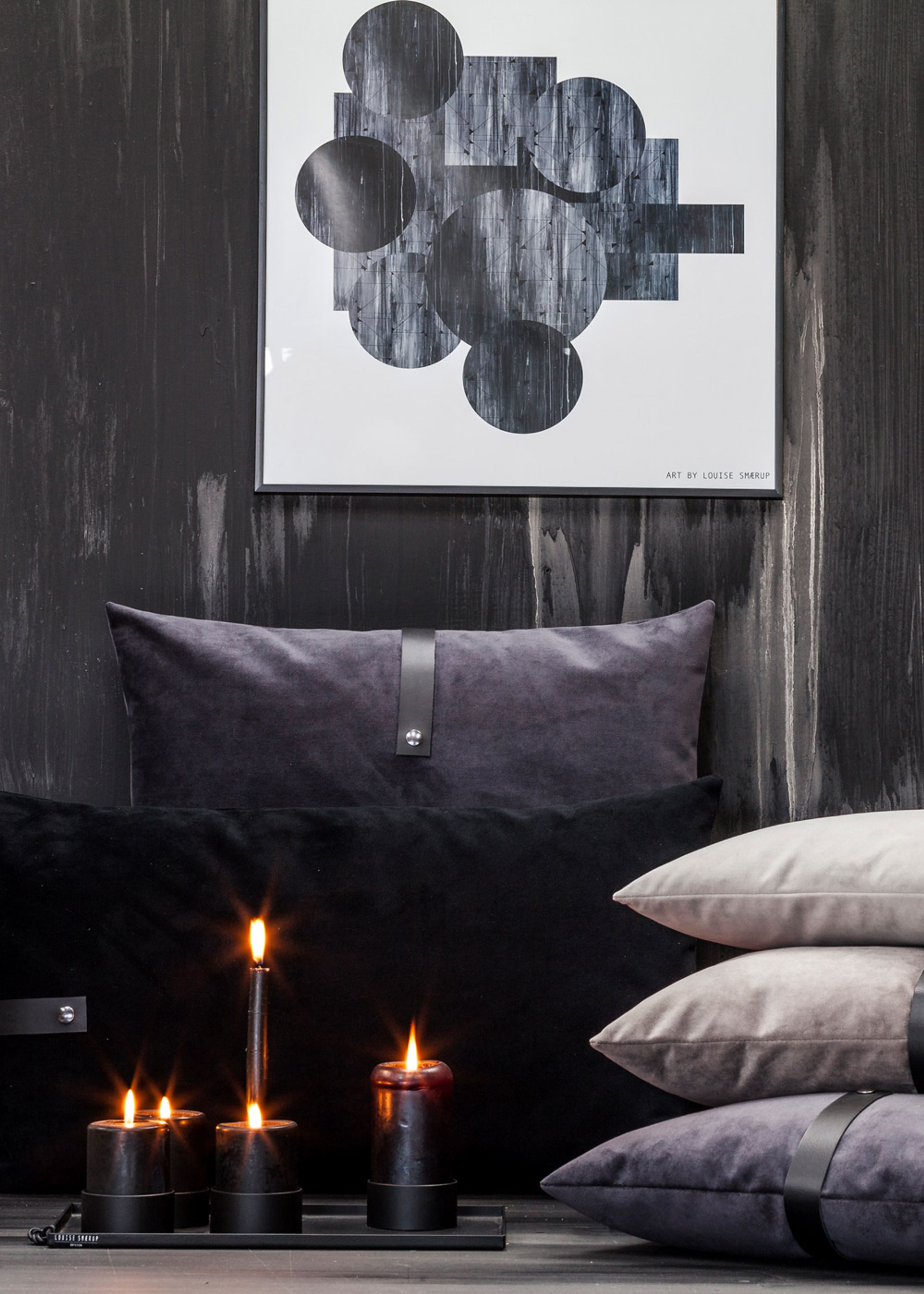 Louise Smærup - Coussin - Velvet - Dark Grey - 50 x 50 cm