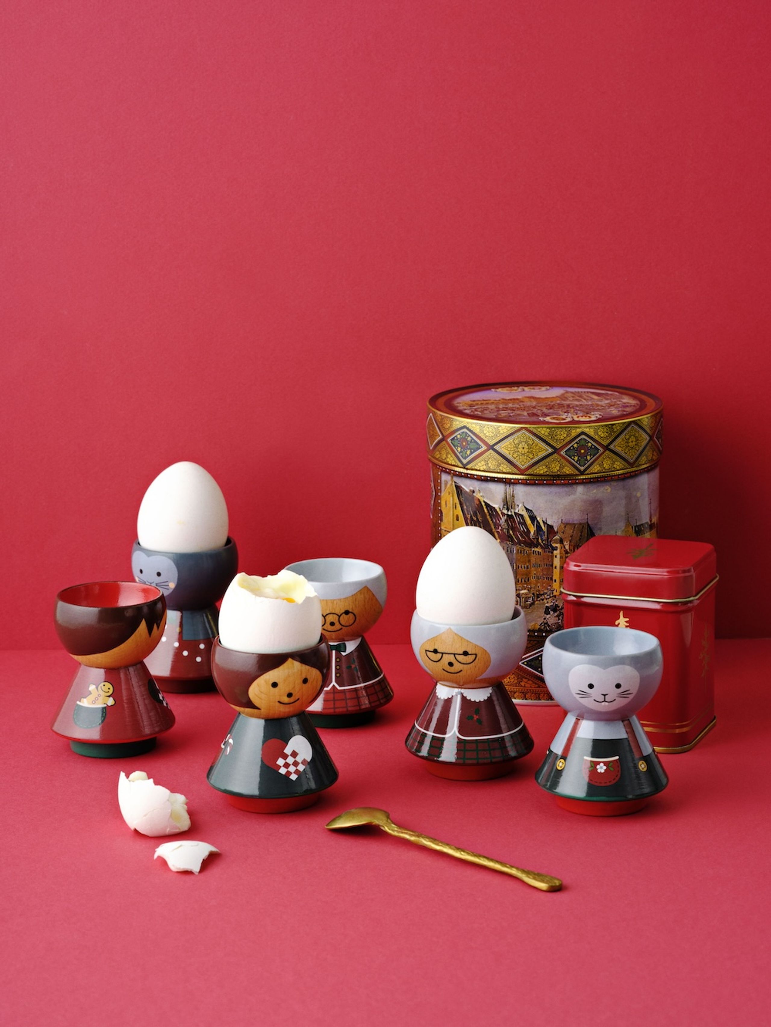 Lucie Kaas - Pohár na vejce - Bordfolk Egg Holder - Christmas - Christmas Mouse Red