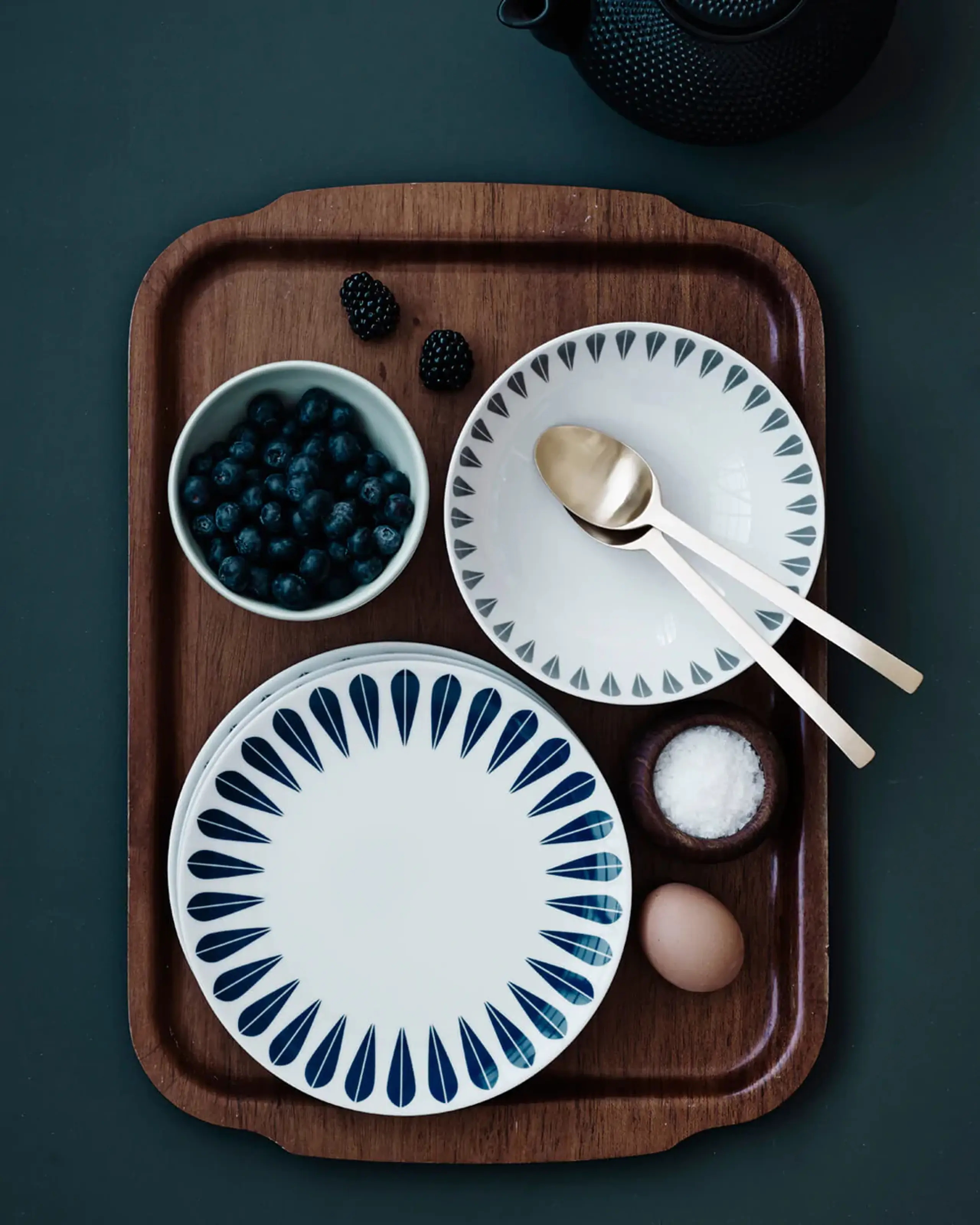 Lucie Kaas - Bord - Lotus Deep Plate - Mint Green Pattern