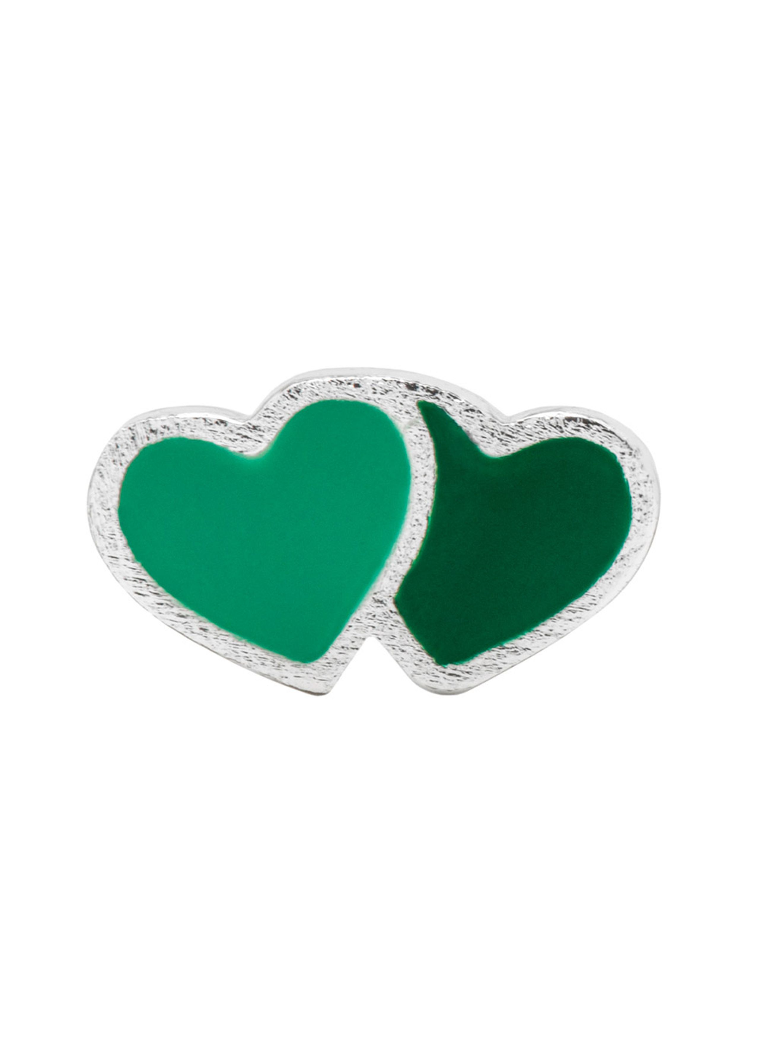 LULU Copenhagen - Earring - 2Hearts - Silver/Green/Light Green