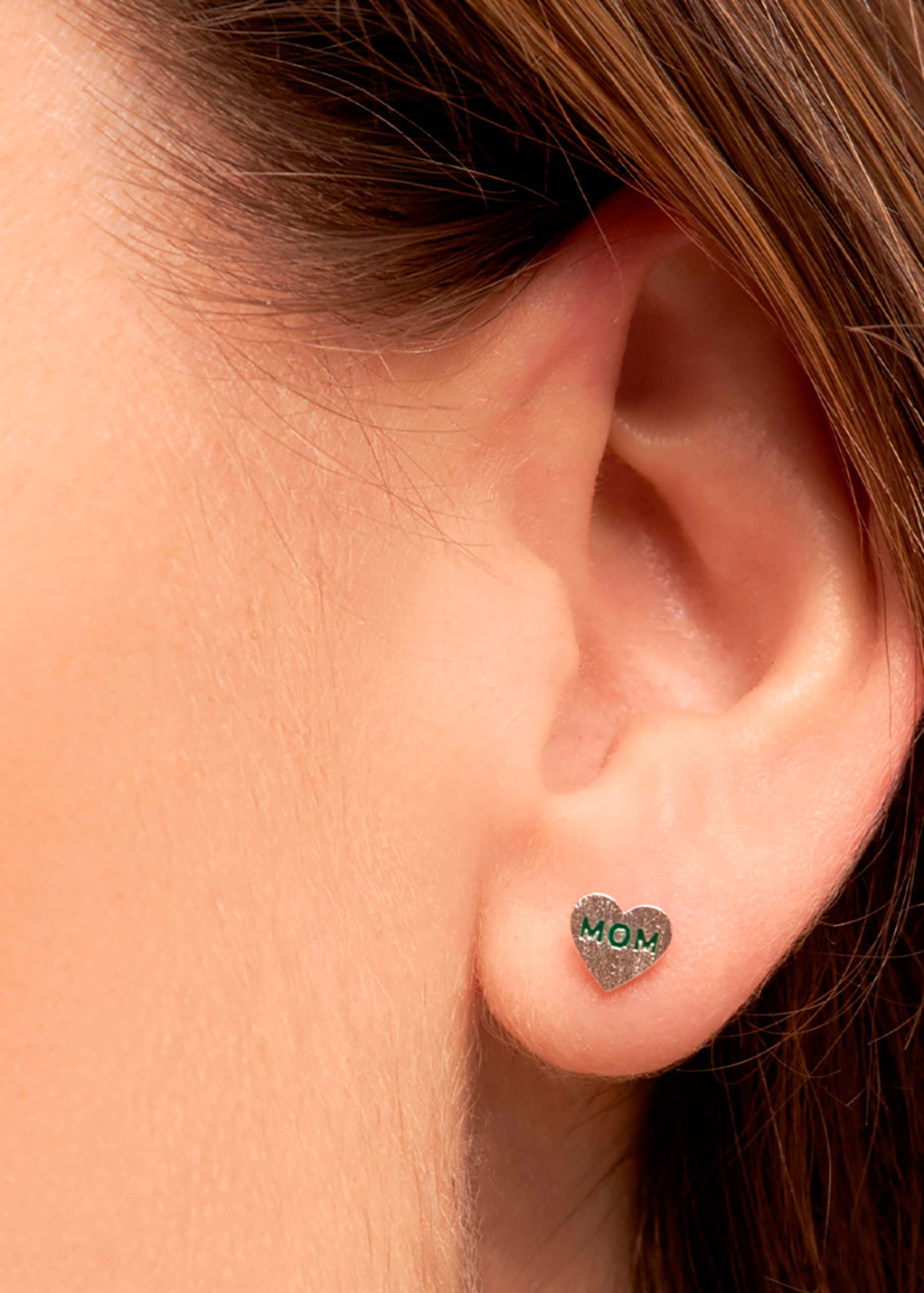 LULU Copenhagen - Ohrring - Heart Mom - Silver/Green