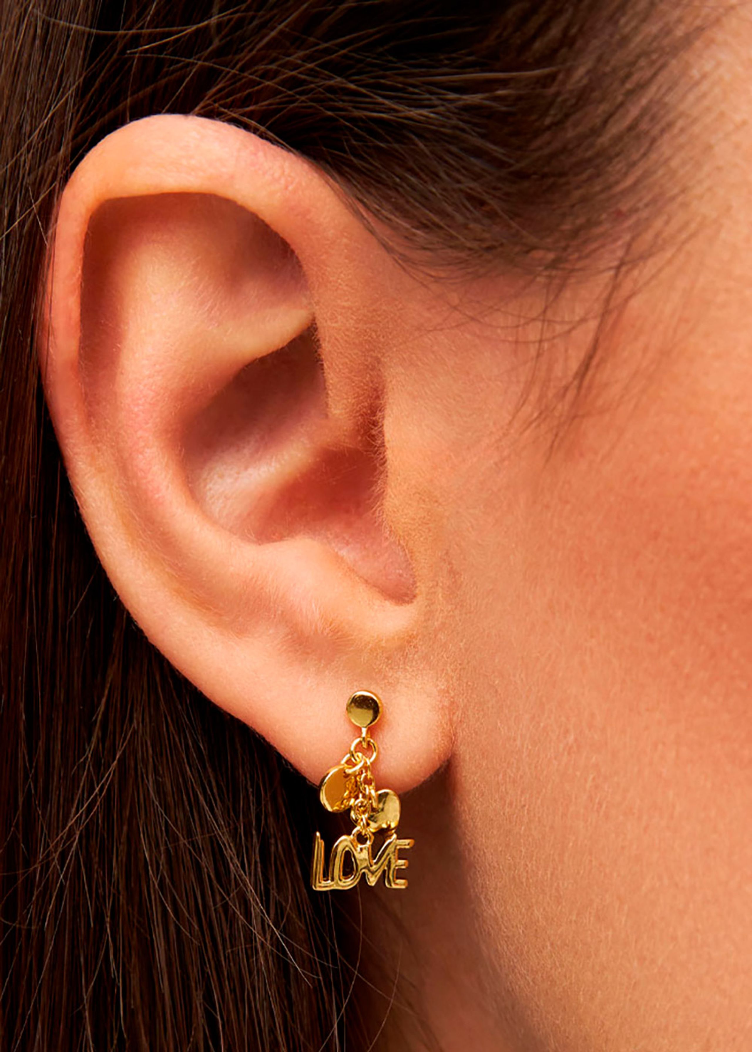 LULU Copenhagen - Earring - Word Love Dangling - Goldplated