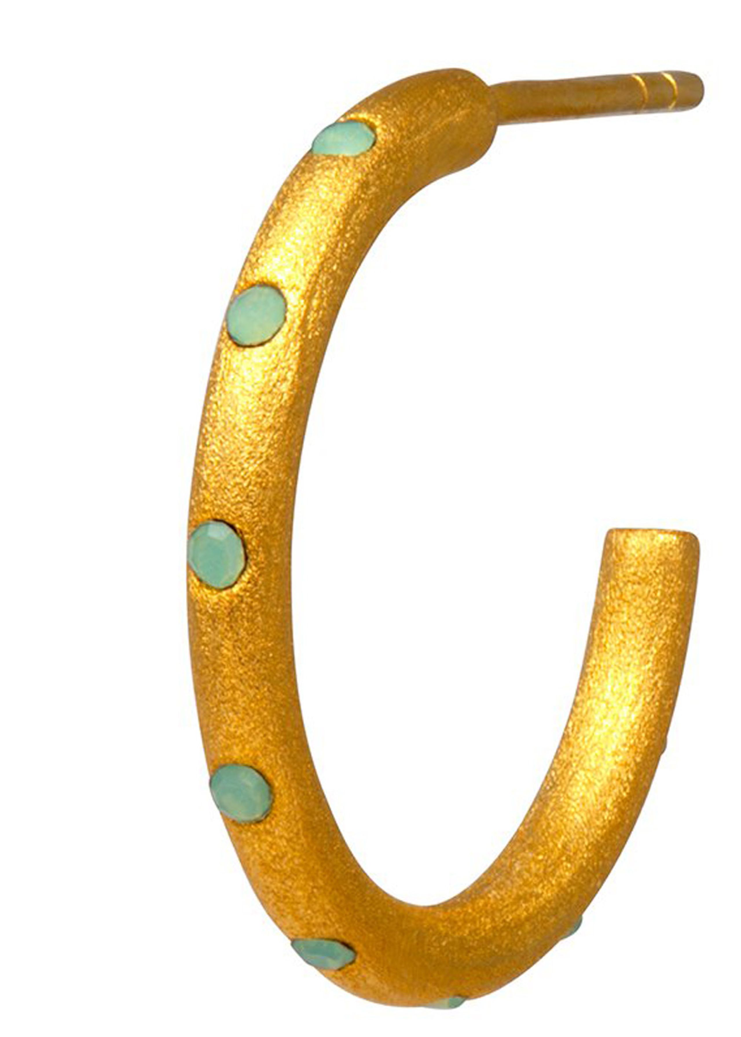 LULU Copenhagen - Earring - OMG HOOPS MEDIUM - Light Green, Gold