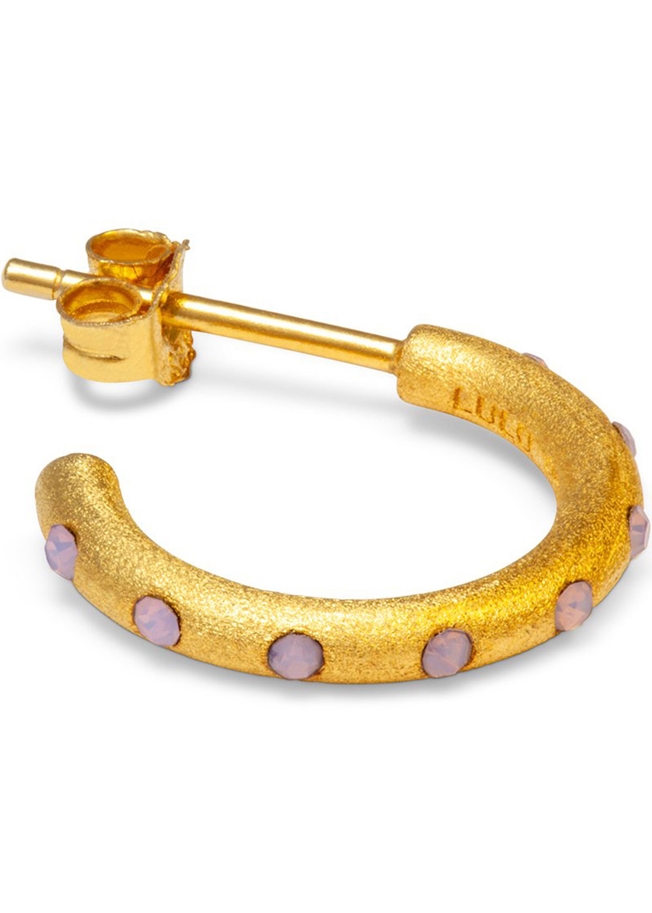 LULU Copenhagen - Earring - OMG HOOPS SMALL - Light Pink, Gold