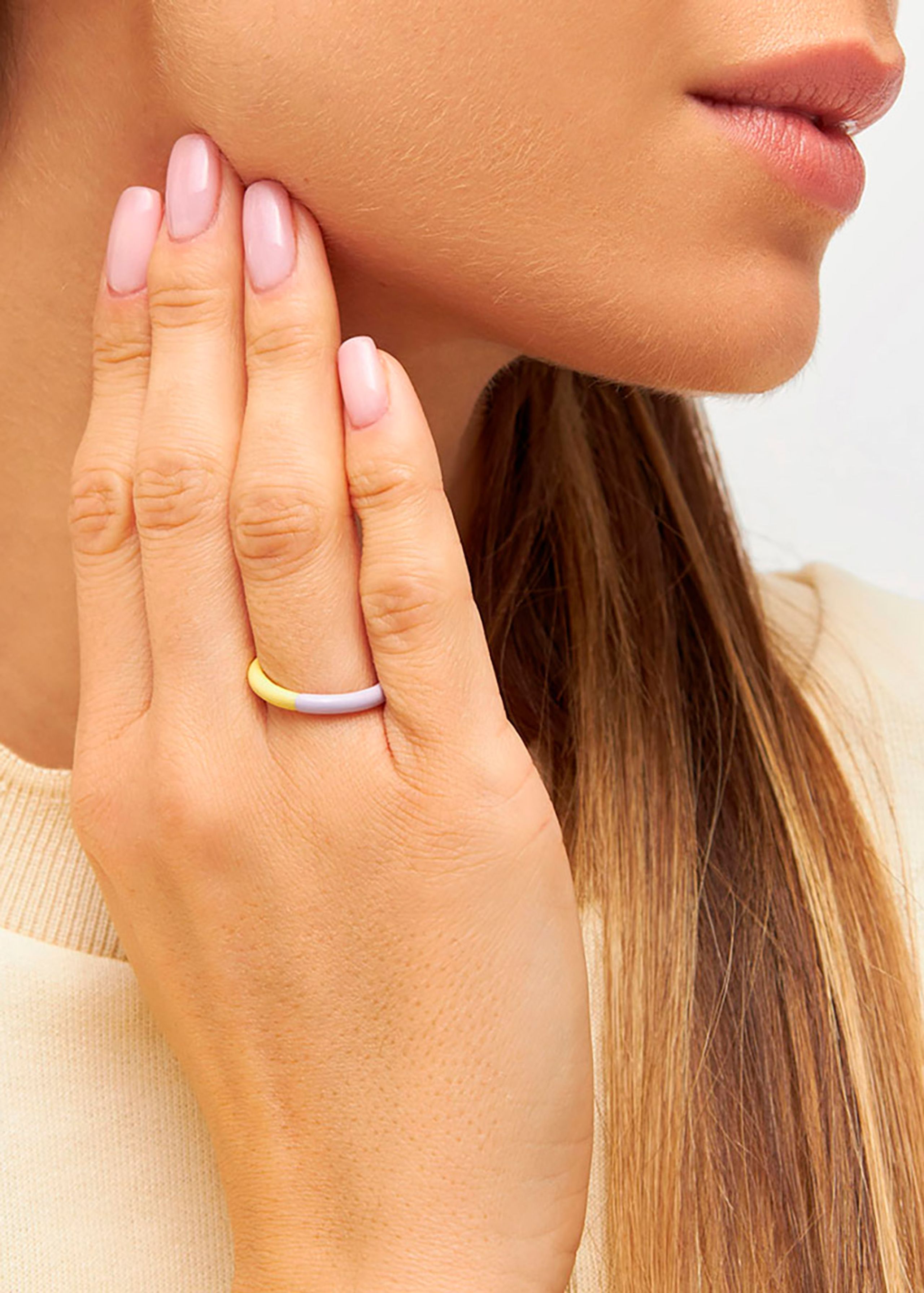 LULU Copenhagen - Anillo - Double Color Ring - Bright Yellow/ Lavender
